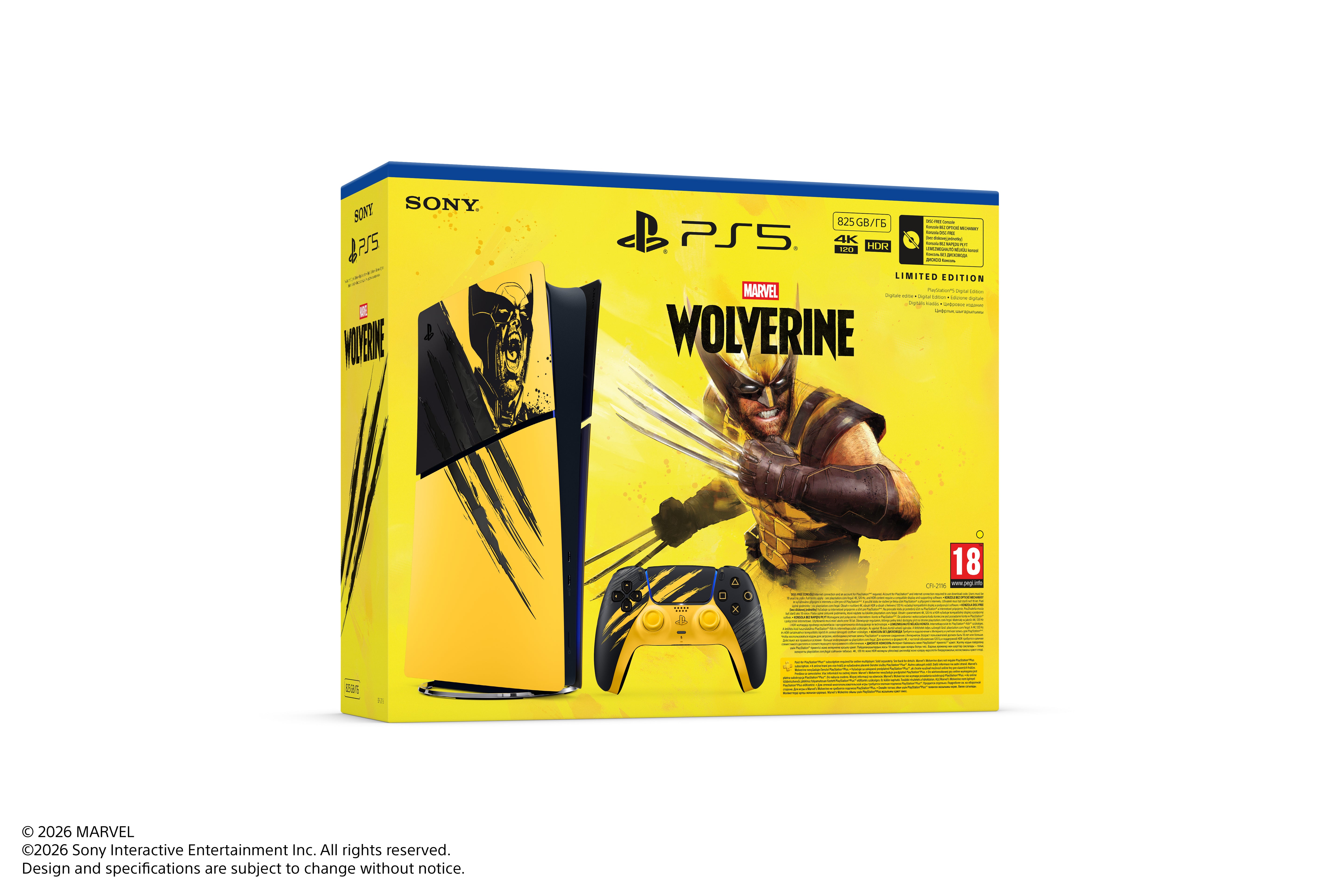 Sony - PlayStation®5 Digital Edition - Zestaw Edycji Limitowanej Marvel’s Wolverine Battle Yellow
