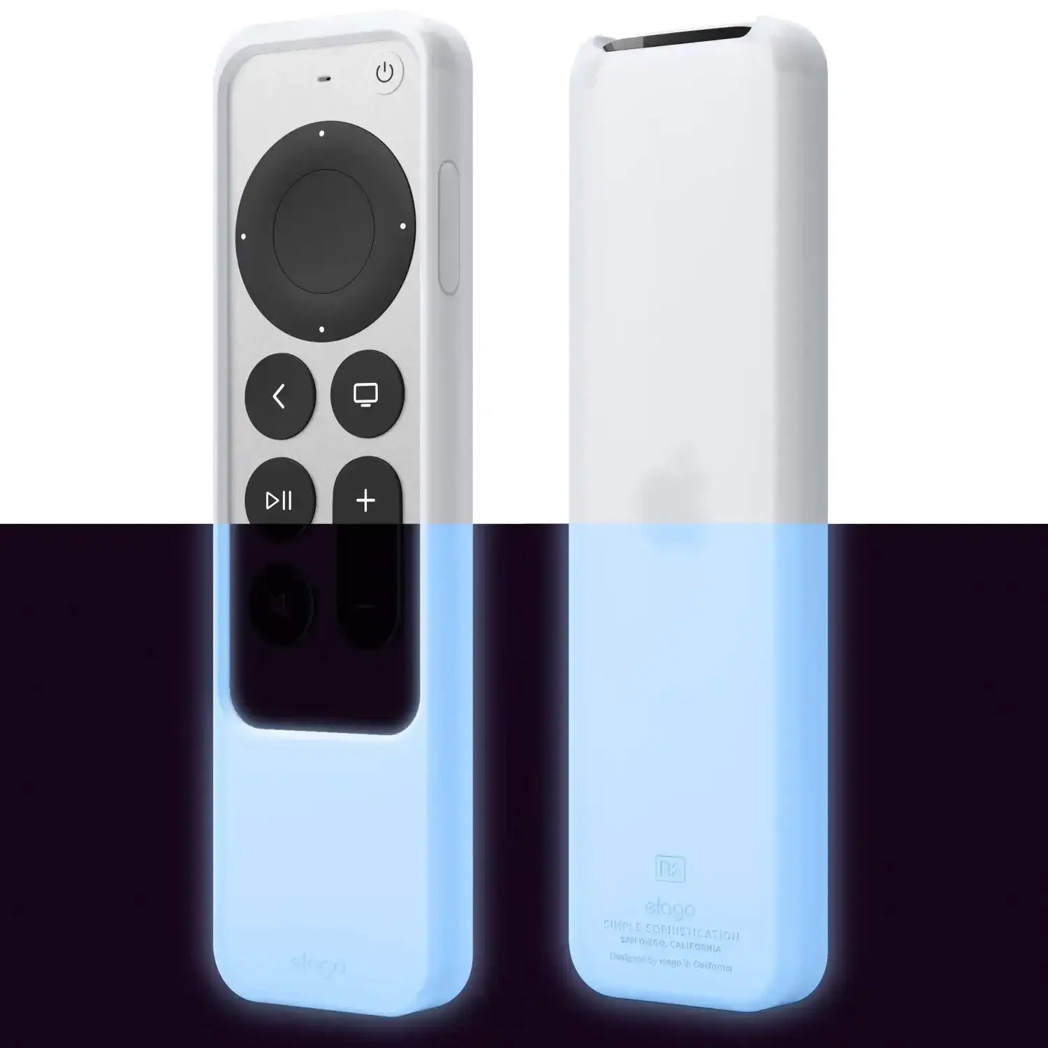 Etui świecące na pilot do Apple TV, widok z przodu i tyłu, akcesorium do biura