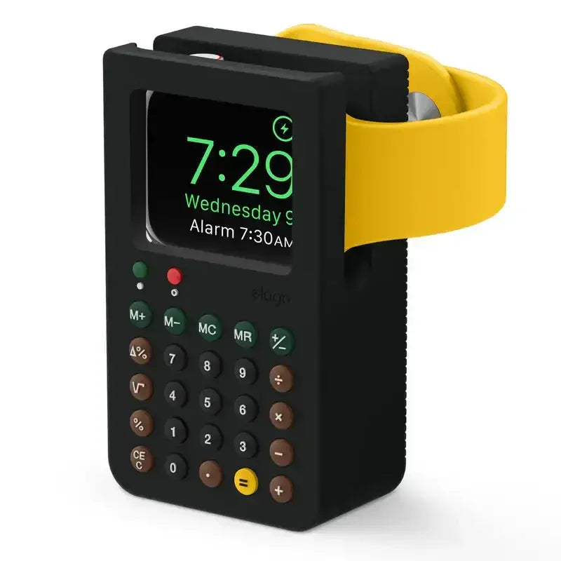 Stojak na Apple Watch w kształcie kalkulatora, żółty pasek, akcesoria biurowe
