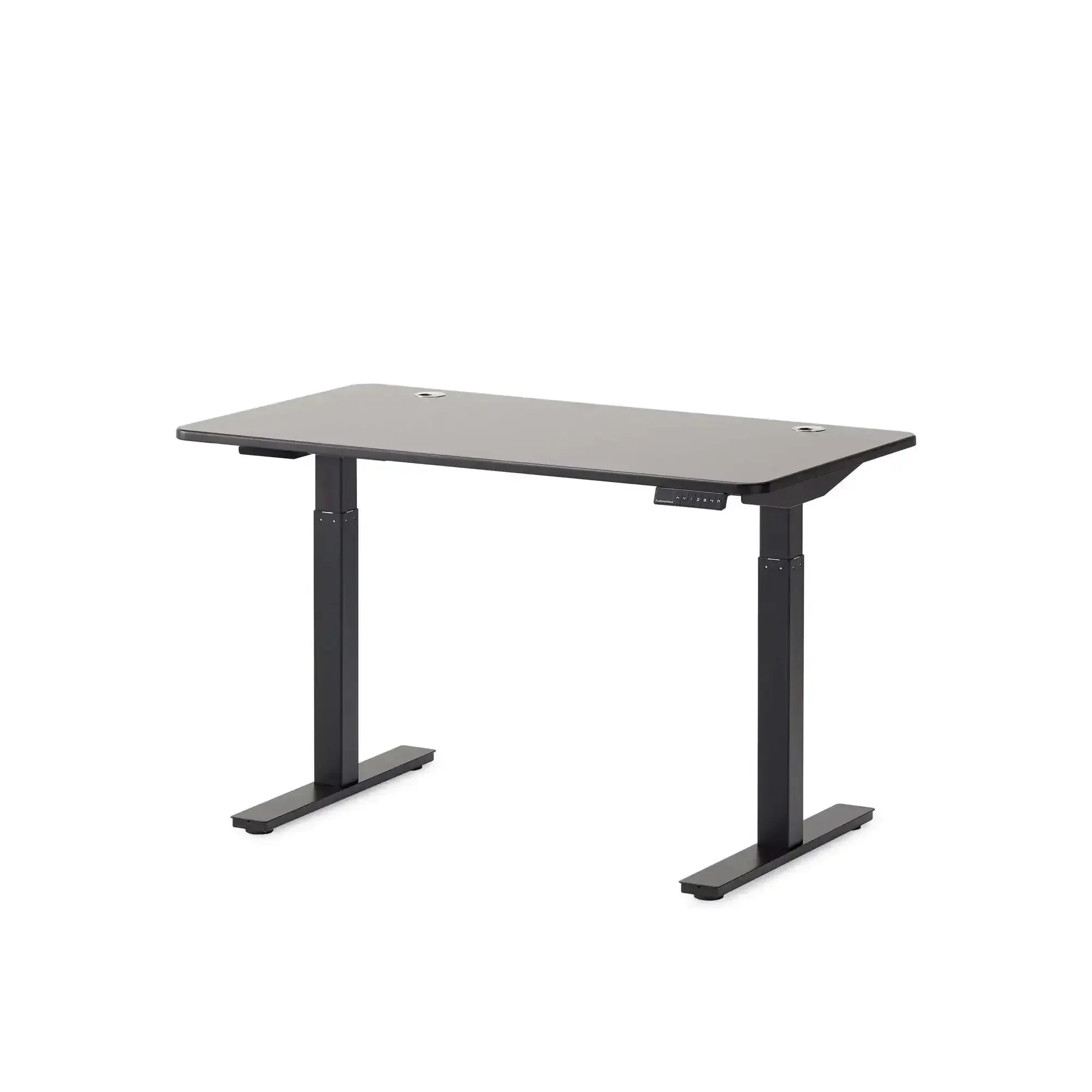 Czarny regulowany biurko do home office, minimalistyczny, ergonomiczny design