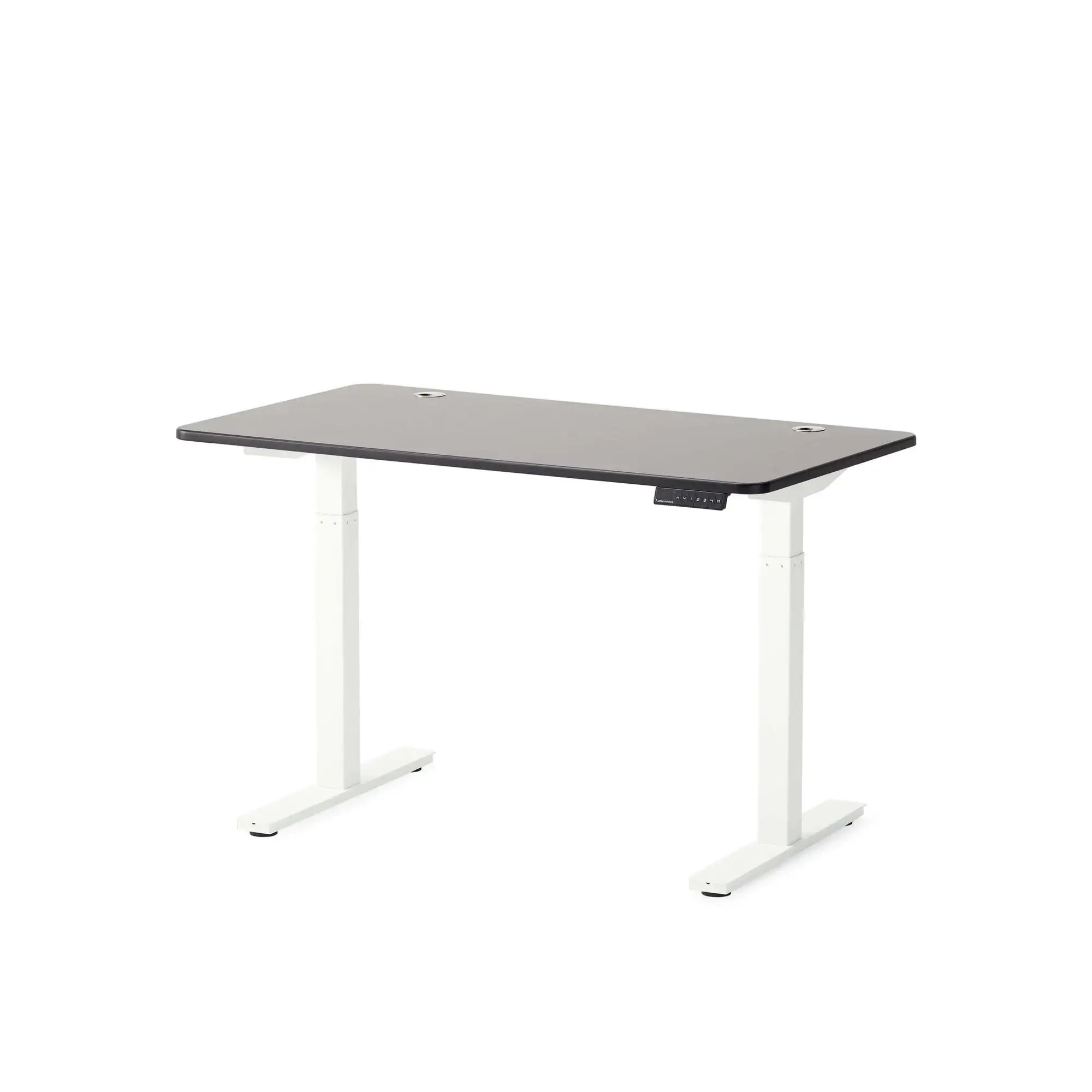 Czarny biurko regulowane Smartdesk Core na białych nogach, minimalistyczny design