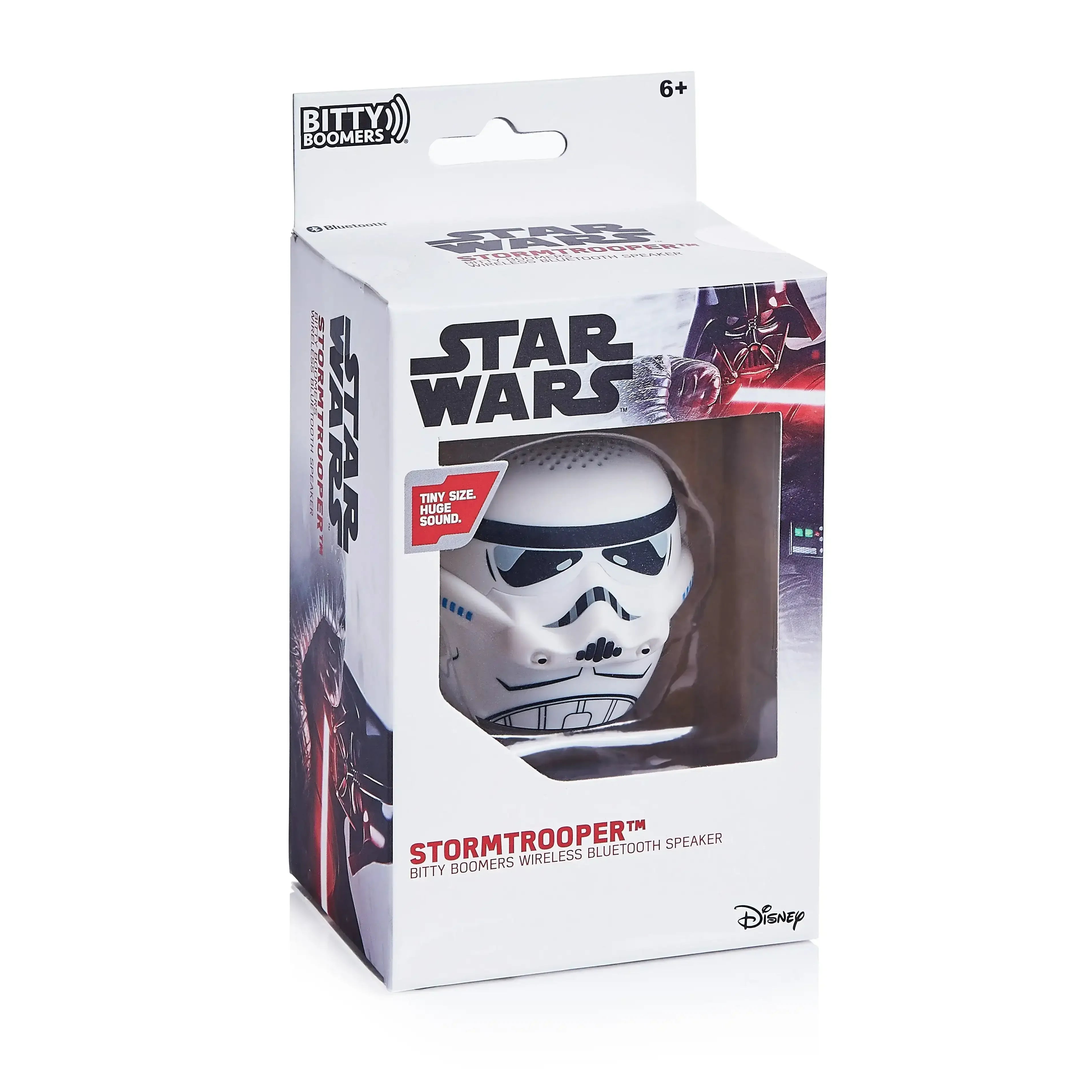 Mini głośnik Bluetooth Stormtrooper Star Wars w opakowaniu, gadżet biurowy na prezent.