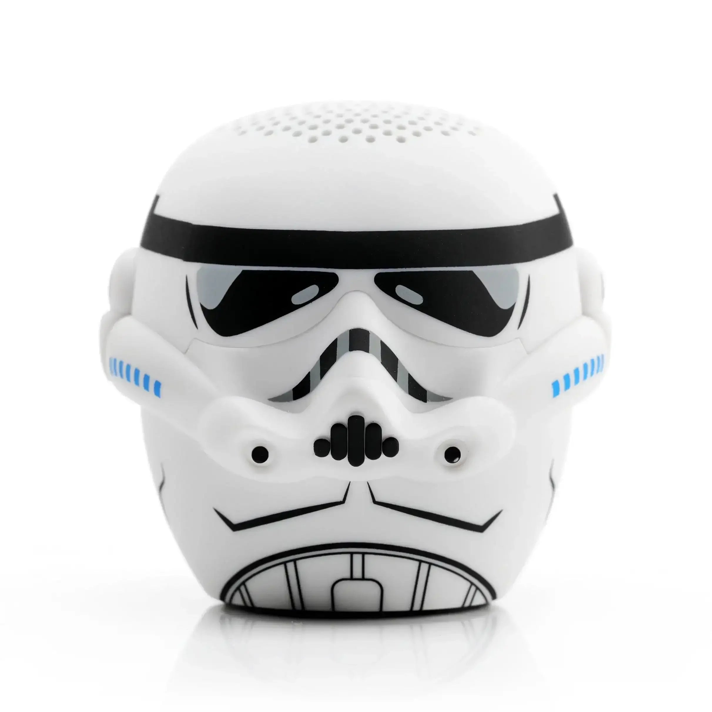 Mini głośnik biurkowy w kształcie hełmu szturmowca, biały gadżet geek do home office