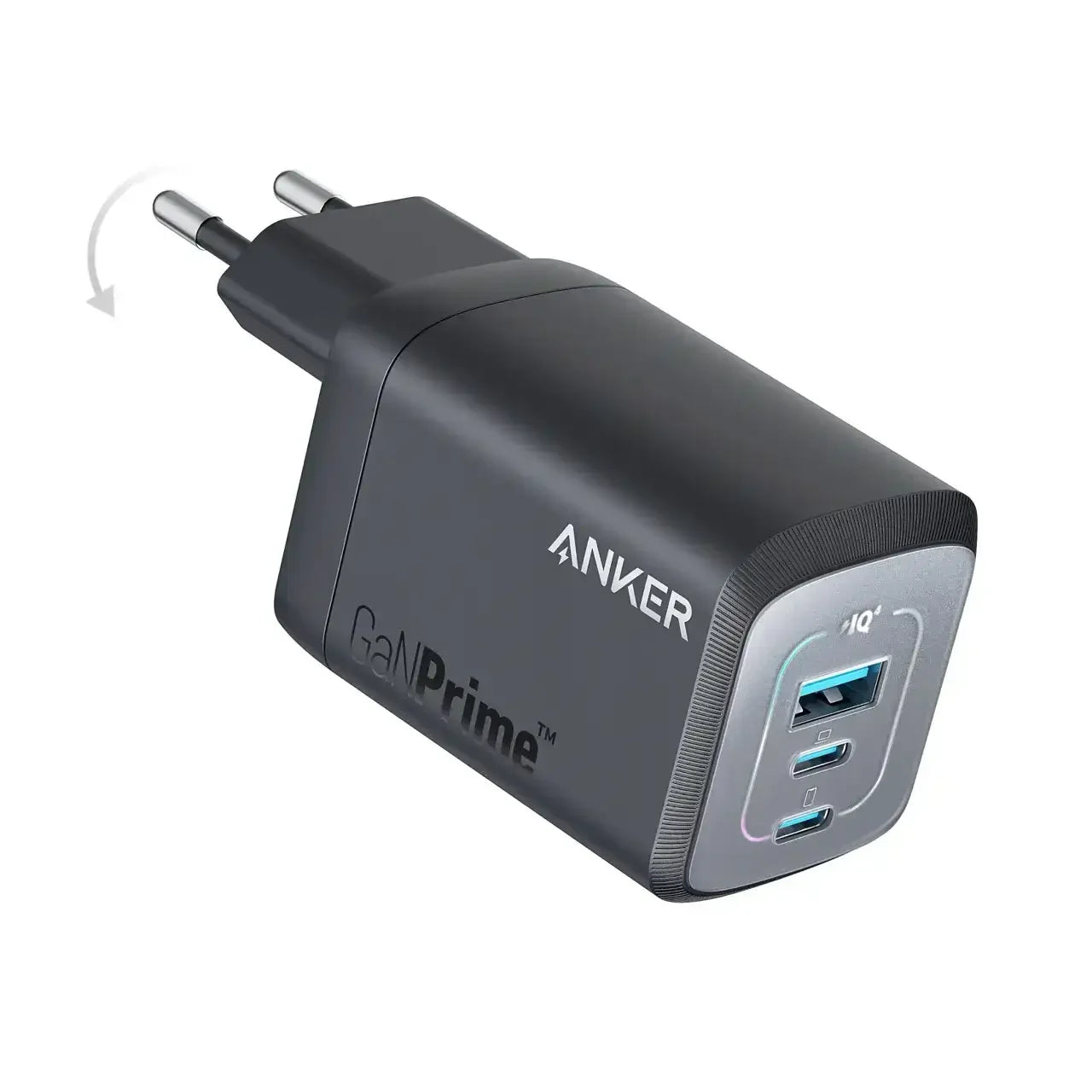 Czarna ładowarka sieciowa USB-A i USB-C, kompaktowe akcesorium biurowe do Home Office.