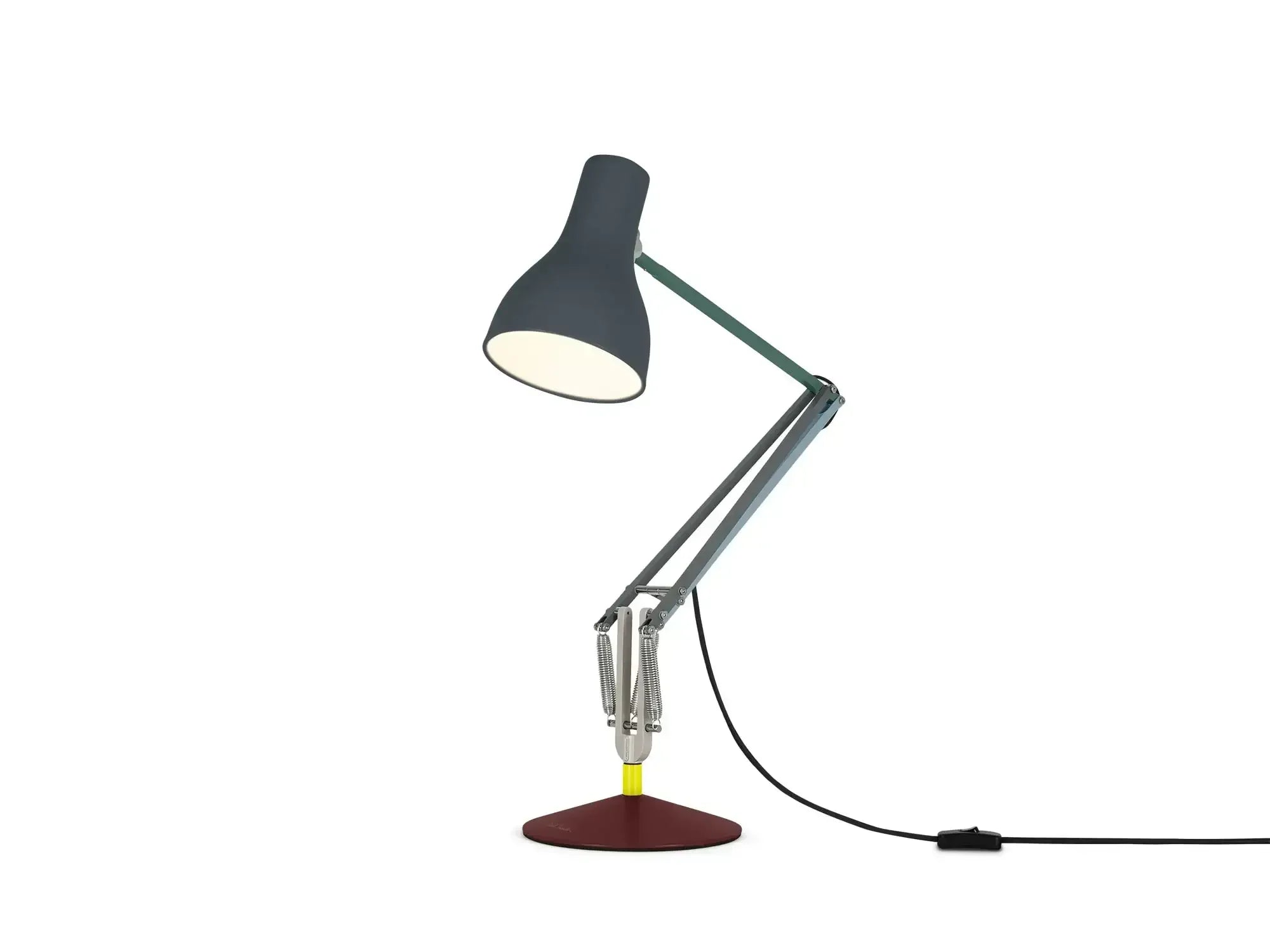 Kolorowa lampa biurkowa z regulowanym ramieniem, idealna do domowego biura lub desk setupu