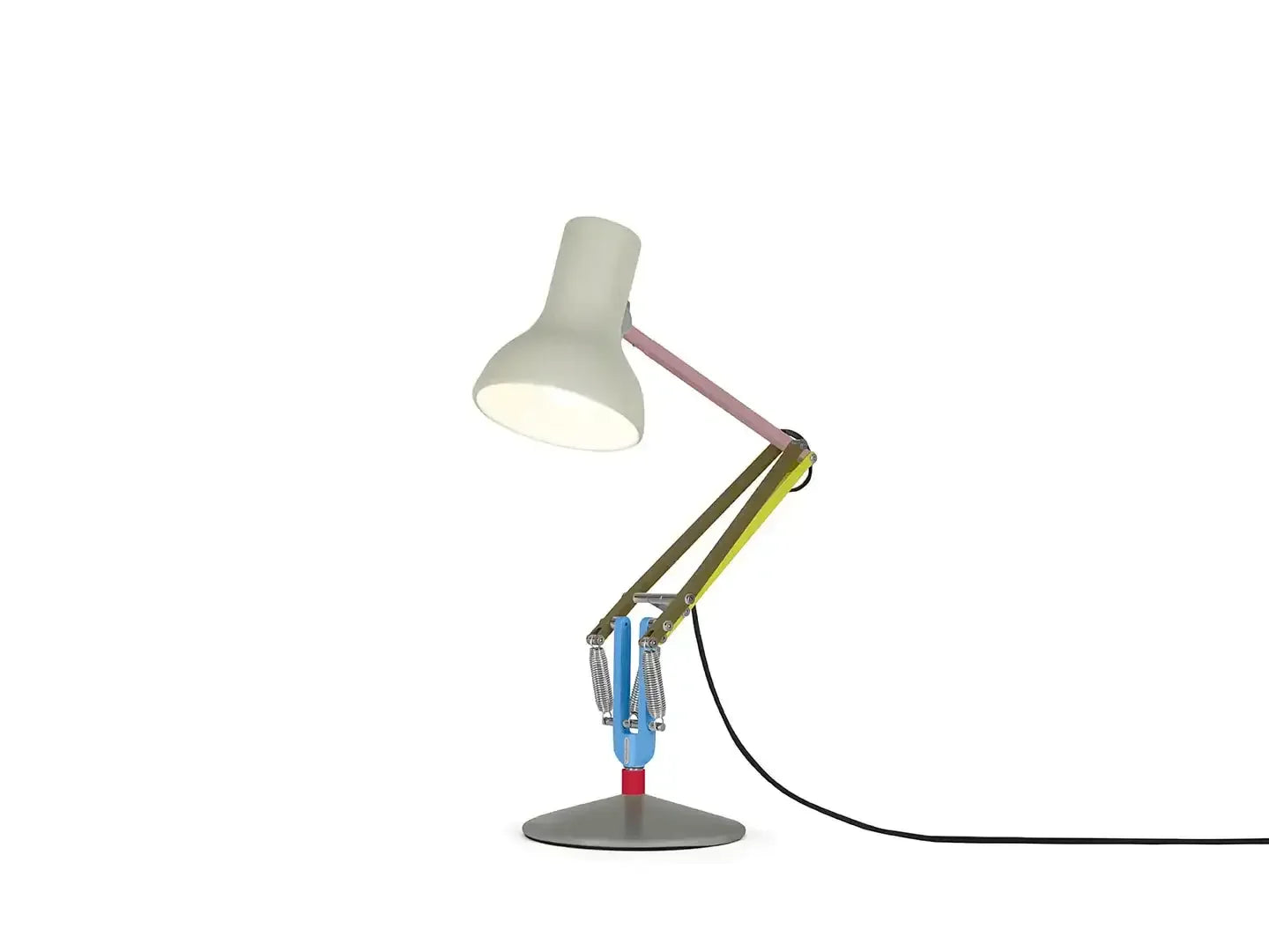 Kolorowa lampka biurkowa Type 75 Mini na białym tle, idealna do home office
