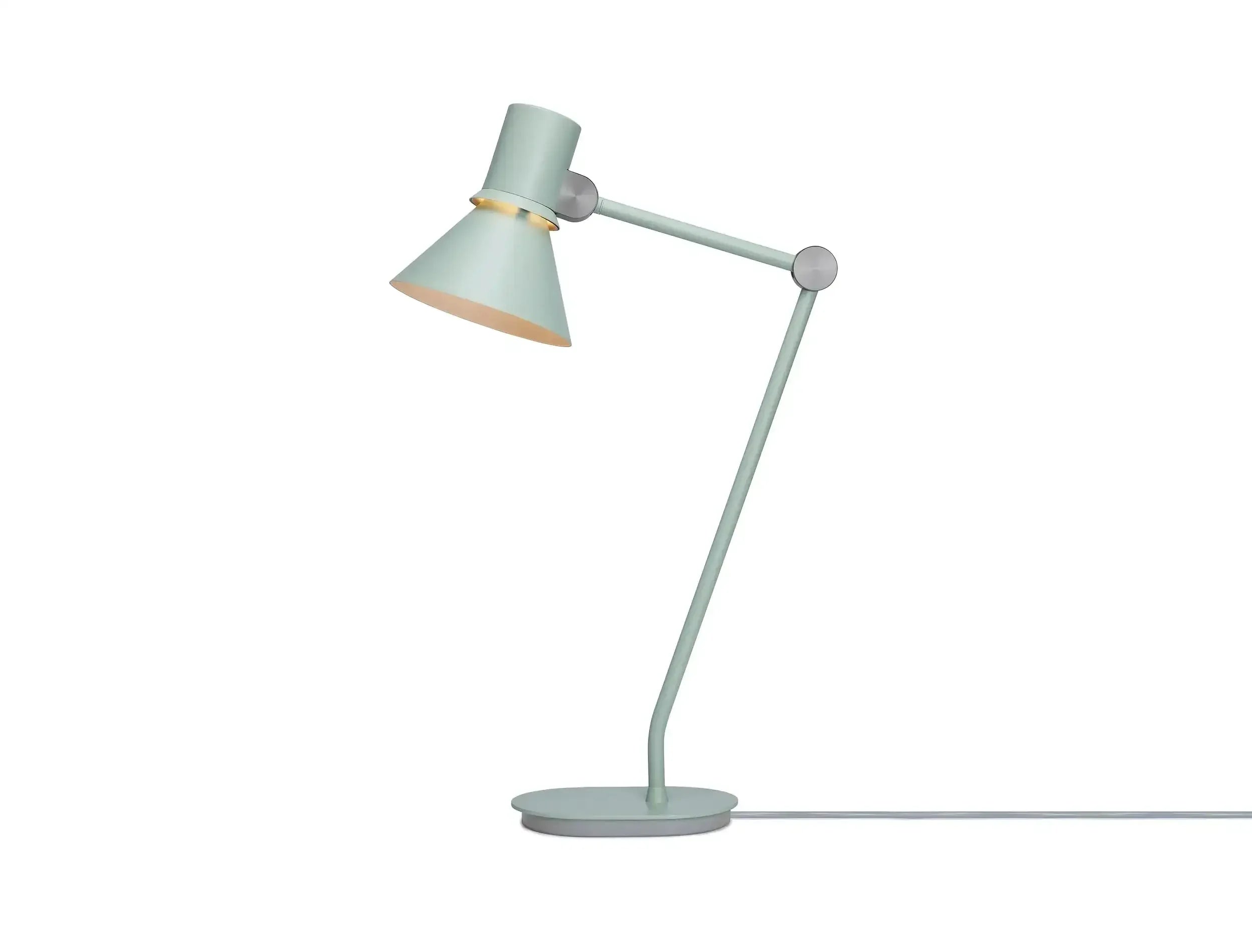 zielona lampka biurkowa typu industrialnego, nowoczesny design, oświetlenie do biura
