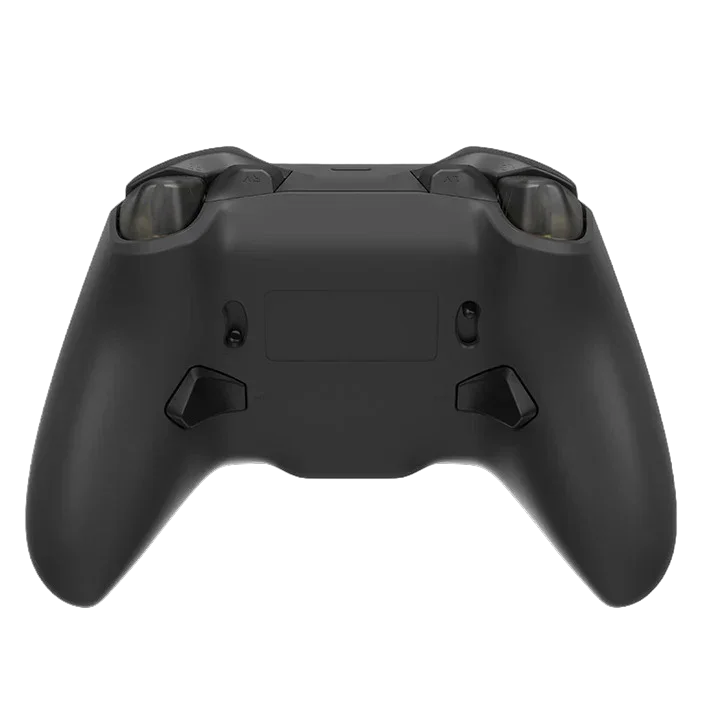 Czarny bezprzewodowy gamepad z ergonomicznym uchwytem i przyciskami, idealny do gier i komfortowej rozgrywki.