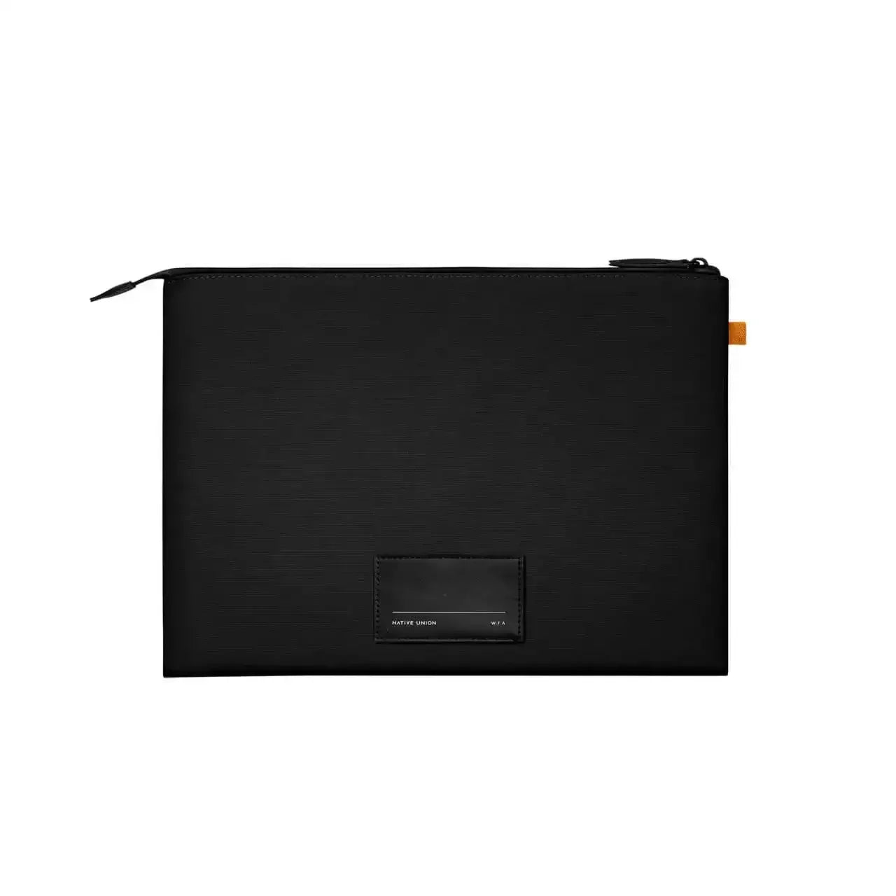 Czarna minimalistyczna torba na laptopa z zamkiem, etui do biura i home office