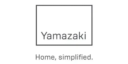 Logo Yamazaki w prostokątnej ramce, tekst: Home, simplified. Minimalistyczny design.
