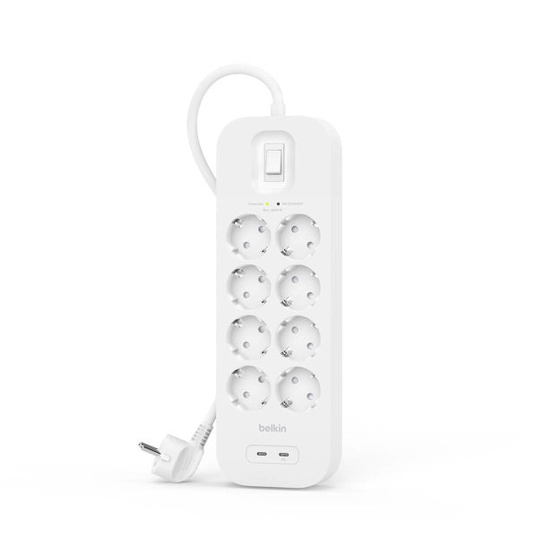 Belkin - listwa zasilająca, 8-portowa + 2xUSB-C 900J, Schuko