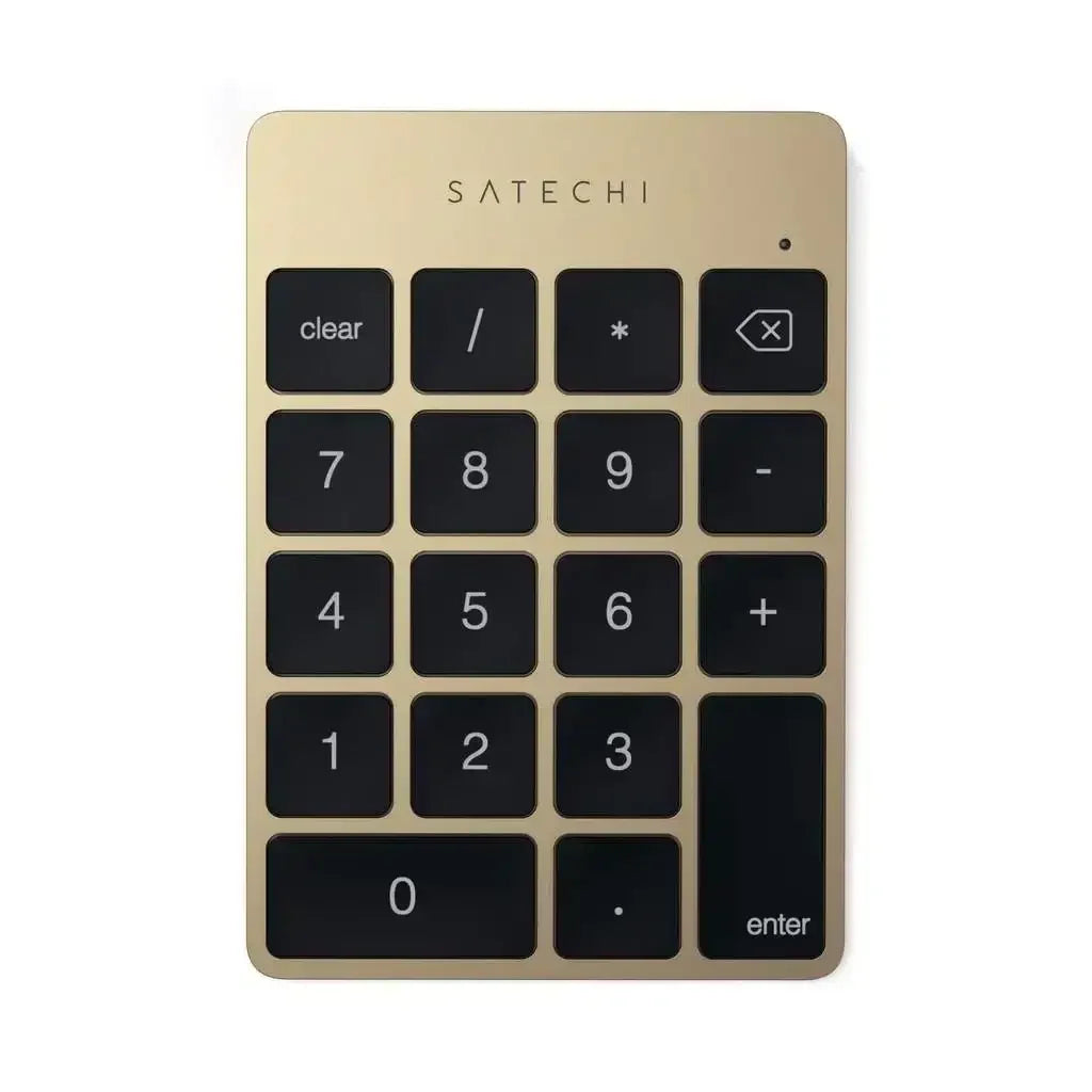 Złoty aluminiowy bezprzewodowy keypad Bluetooth, klawiatura numeryczna do biura