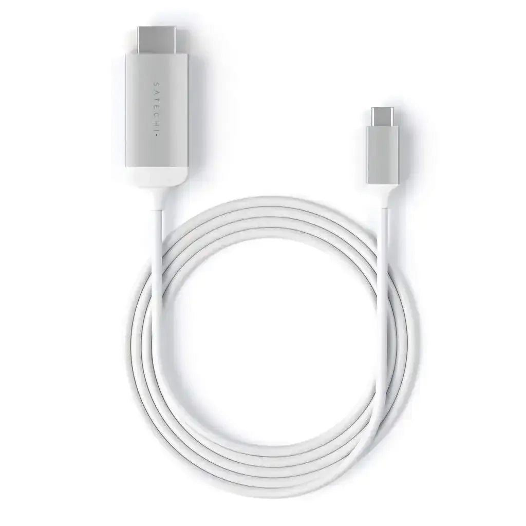 Biały kabel USB-C do HDMI 4K 60Hz, aluminiowa obudowa, akcesoria do biura.