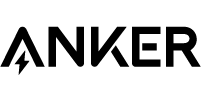 logo Anker na czarnym tle, akcesoria do biura, minimalistyczny design
