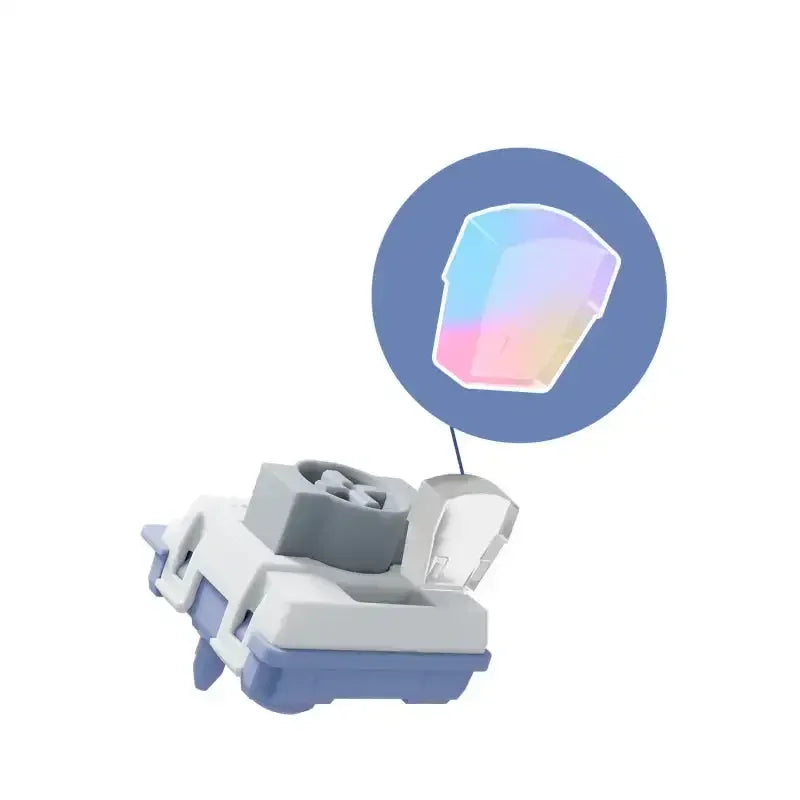 Mechaniczny switch do klawiatury z podświetlaną soczewką RGB, biało-niebieska obudowa