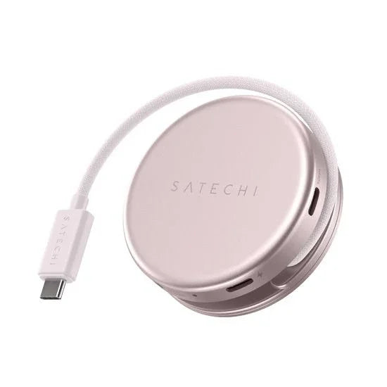Różowa ładowarka bezprzewodowa Satechi z portem USB-C dla biurka domowego