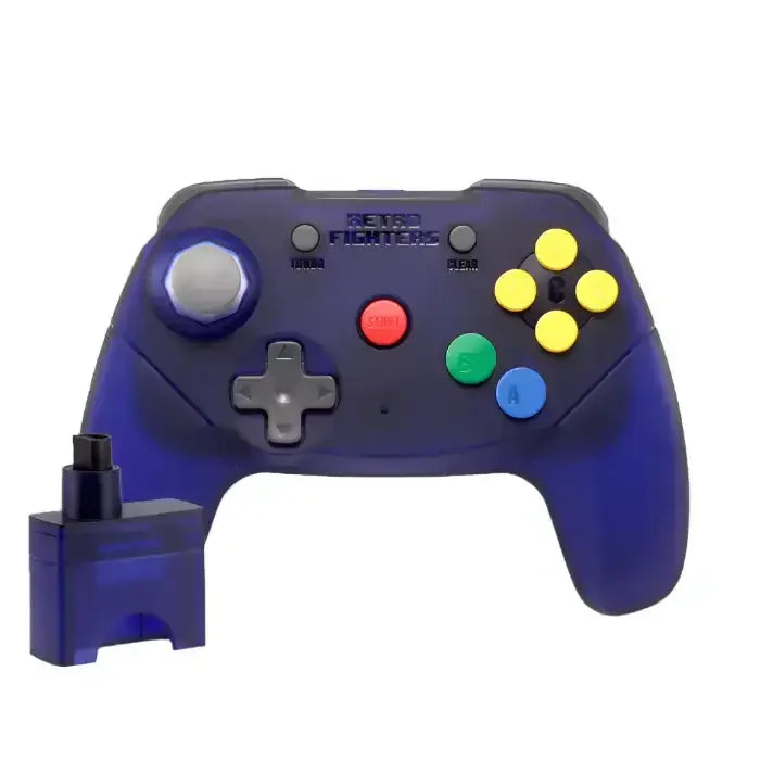 Fioletowy bezprzewodowy gamepad z donglem USB, kontroler do gier retro