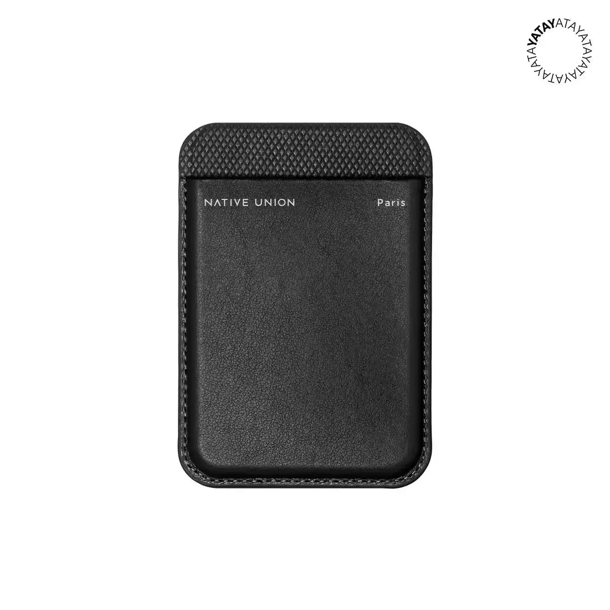 Czarny skórzany etui na karty, minimalistyczny portfel na biurko lub do home office