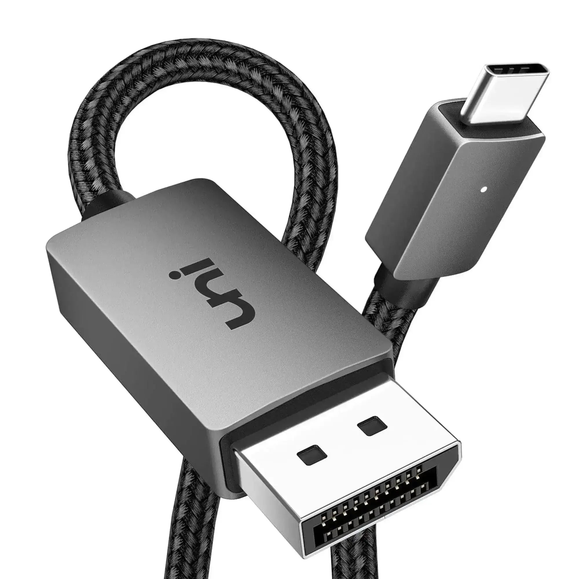 Kabel USB-C do DisplayPort, czarny oplot, adapter do monitora 8K
