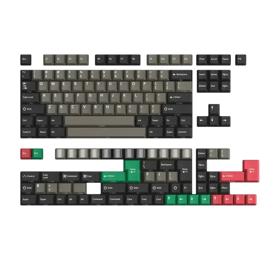 Zestaw keycapów do klawiatury mechanicznej, różnokolorowe nakładki na białym tle