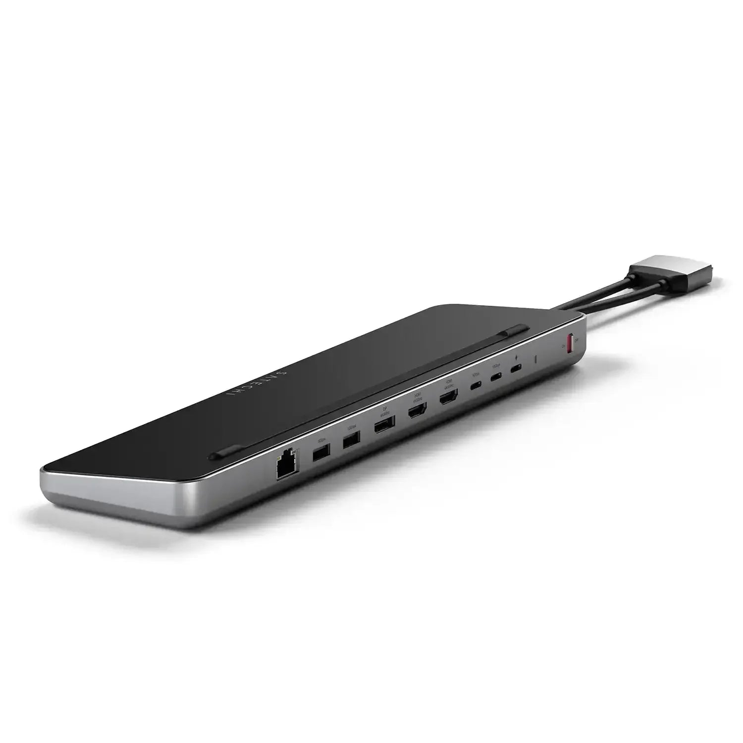 Nowoczesna stacja dokująca z portami USB, HDMI, Ethernet i miejscem na dysk SSD NVMe