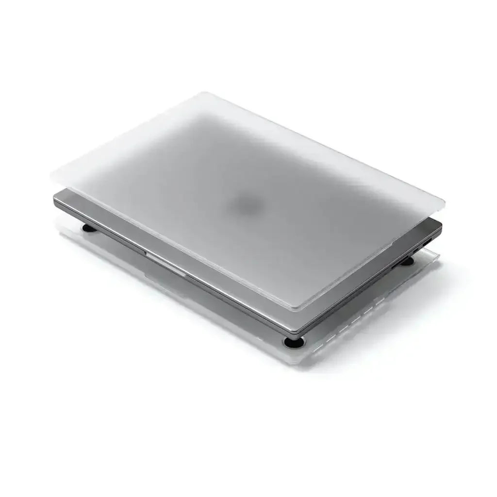 Przezroczyste etui hardshell na MacBook Pro, akcesorium ochronne do biura, widok z góry
