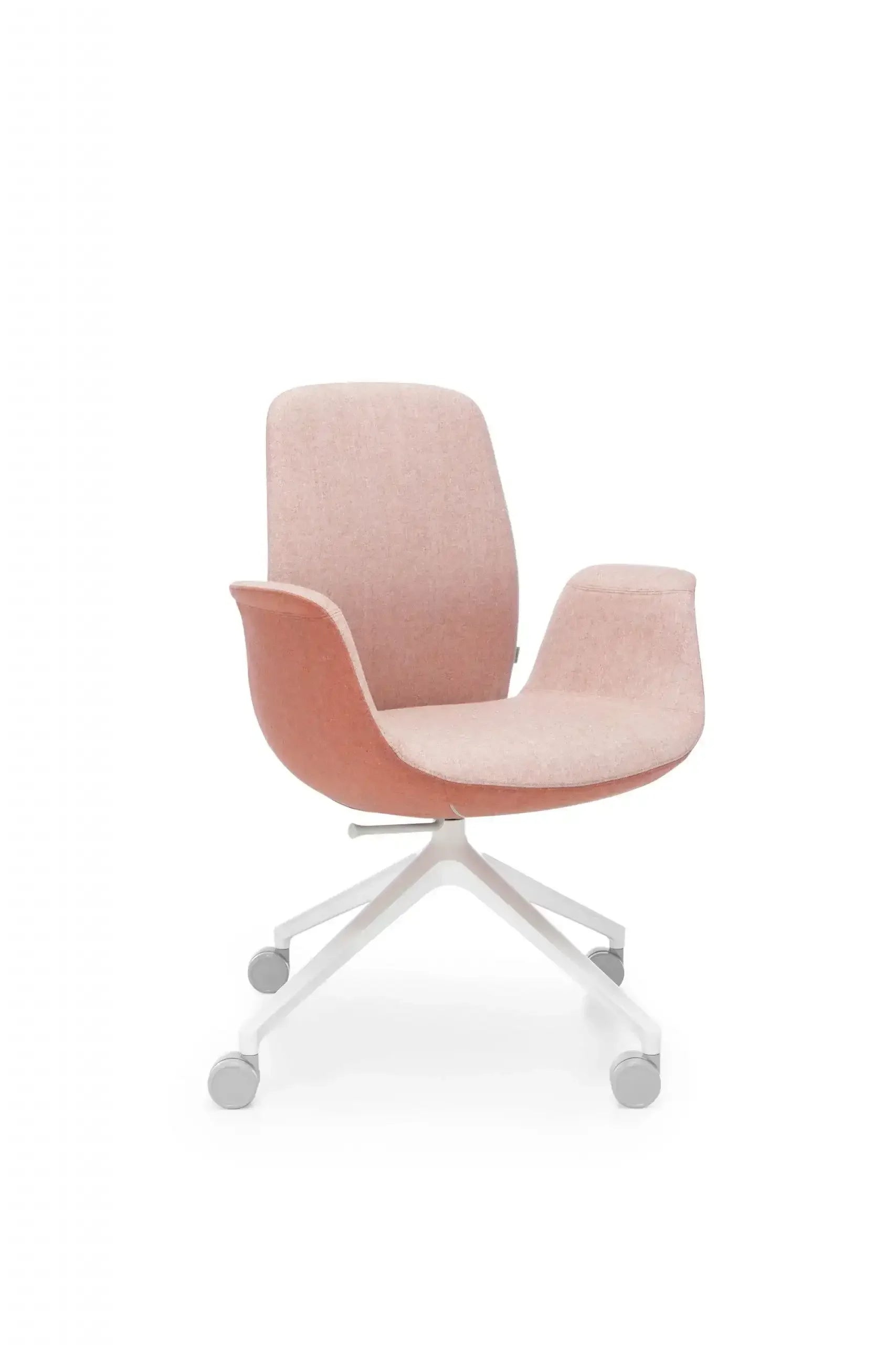 Różowy fotel biurowy na kółkach, ergonomiczne krzesło do home office