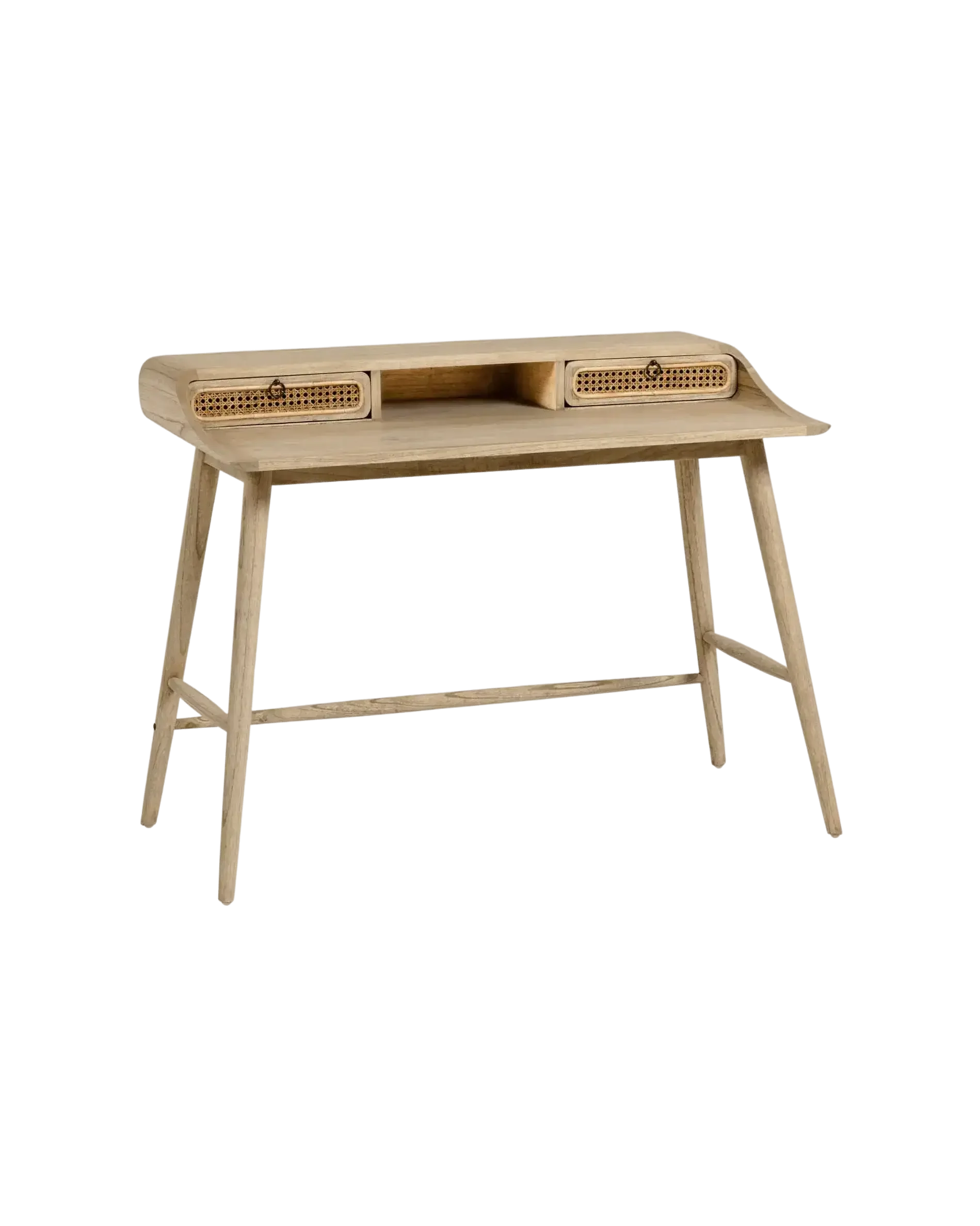 drewniane biurko do home office z dwoma szufladami, minimalistyczne biurko do pracy