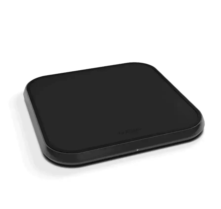 Czarna bezprzewodowa ładowarka biurkowa, minimalistyczny design do Home Office
