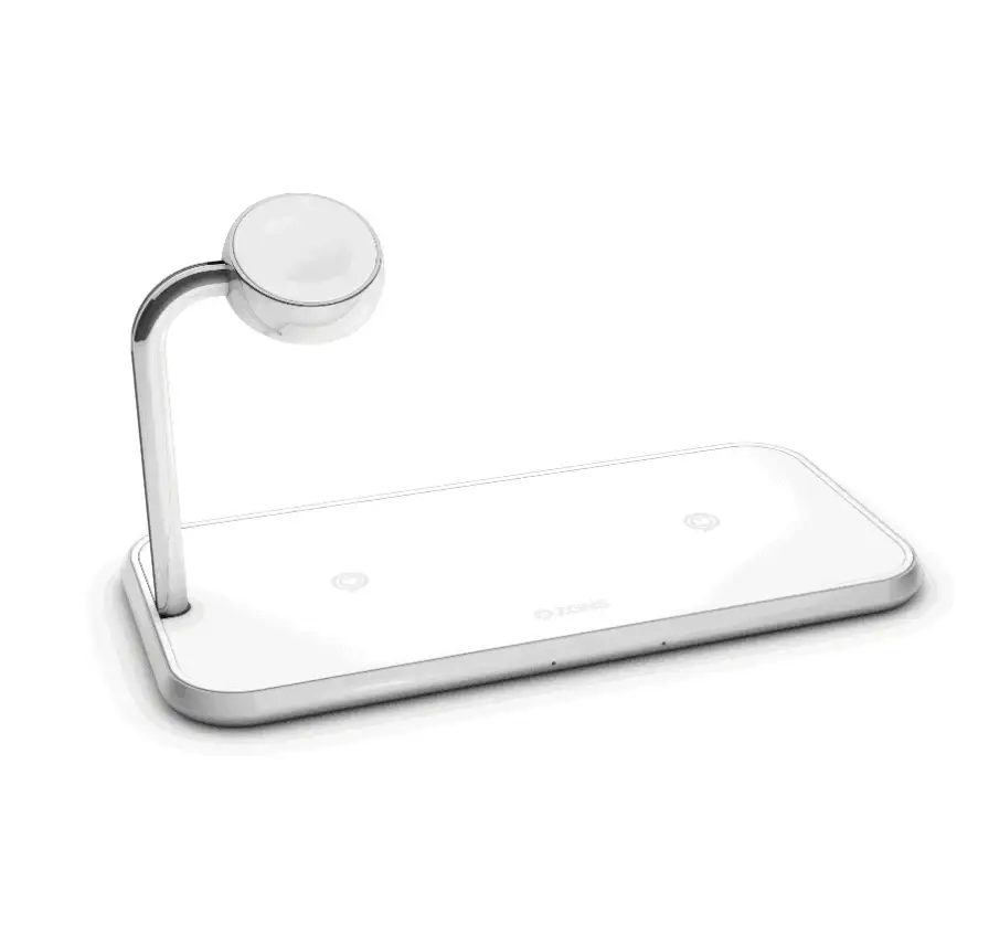 Biała stacja ładowania bezprzewodowego do smartfona, Apple Watch i AirPods ZENS