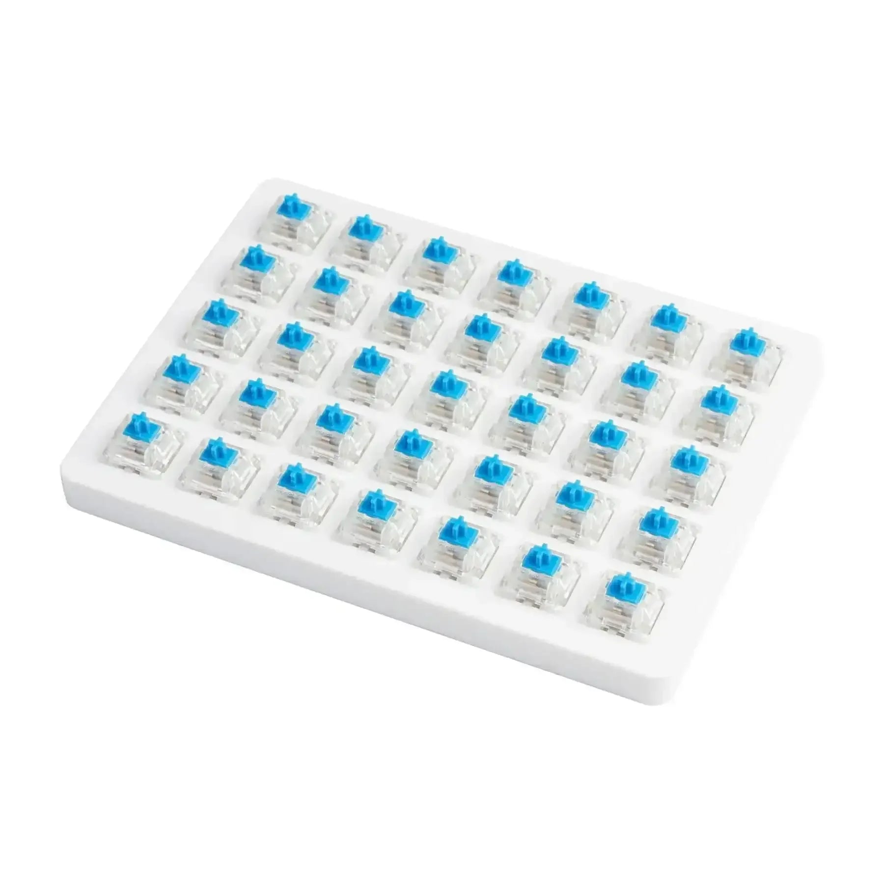 Przełączniki mechaniczne Gateron Blue na białej tacy, akcesoria do klawiatury