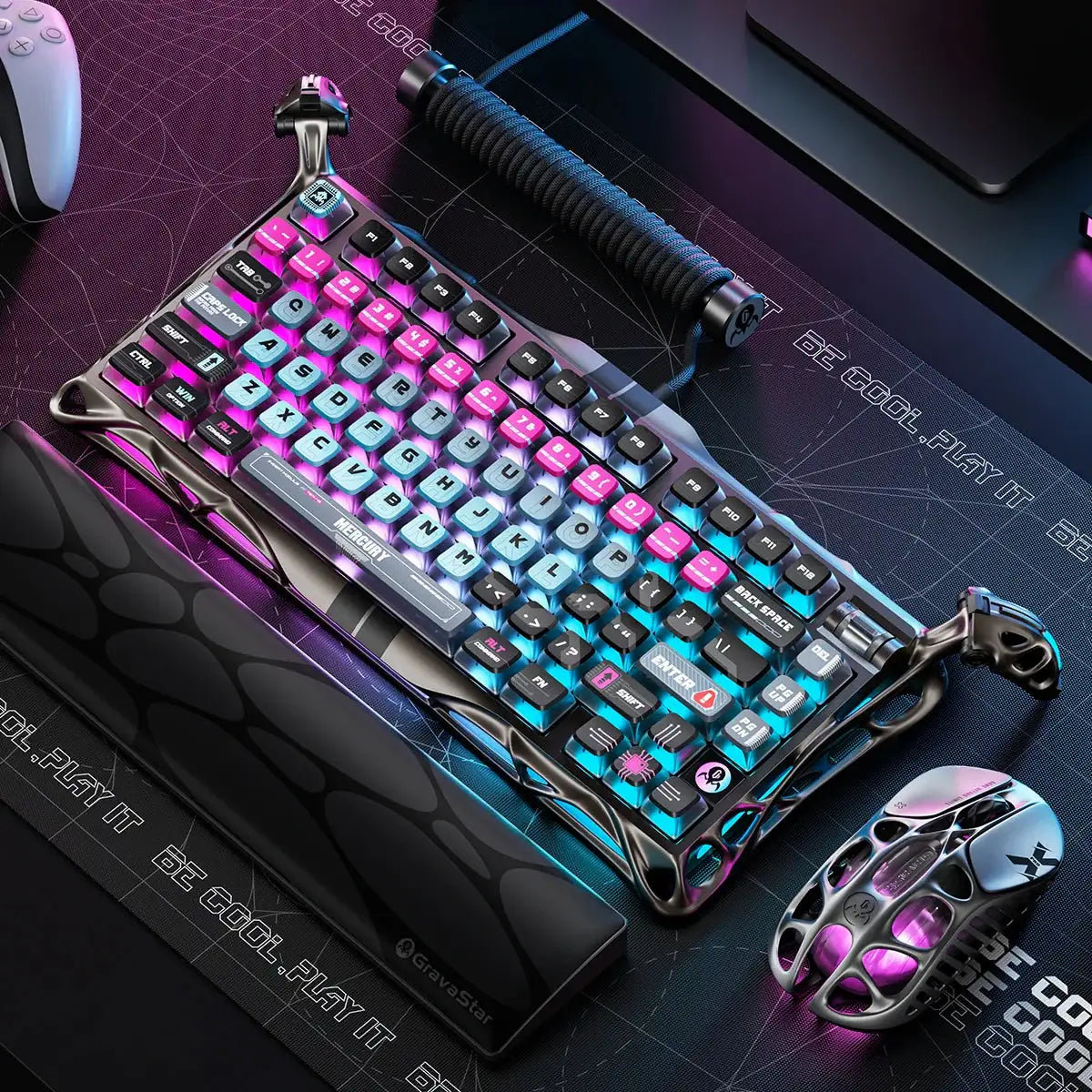 GravaStar - Mercury V75 Pro Cyberpunk Wired Magnetic Keyboard - Przewodowa Klawiatura Magnetyczna