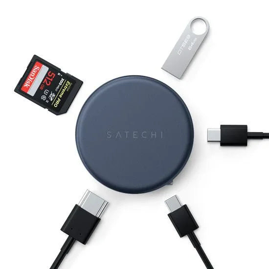 Ładowarka bezprzewodowa Satechi z kabelkami USB-C i kartą SD dla biura domowego