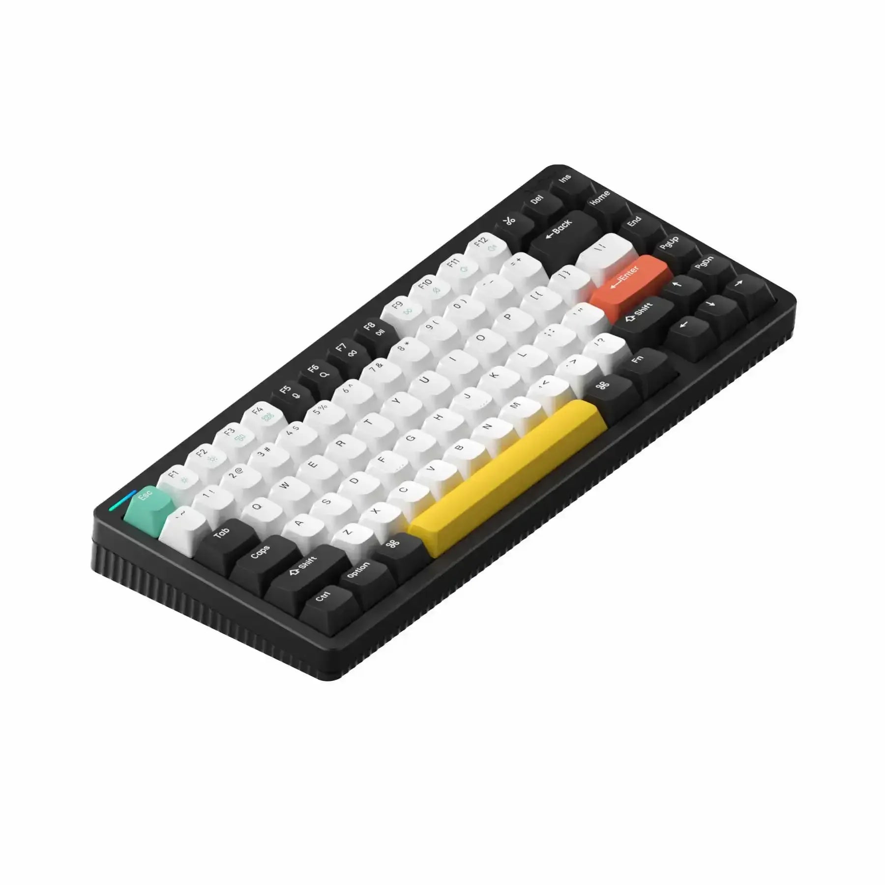Klawiatura mechaniczna kompaktowa z kolorowymi keycapami do nowoczesnego biura.