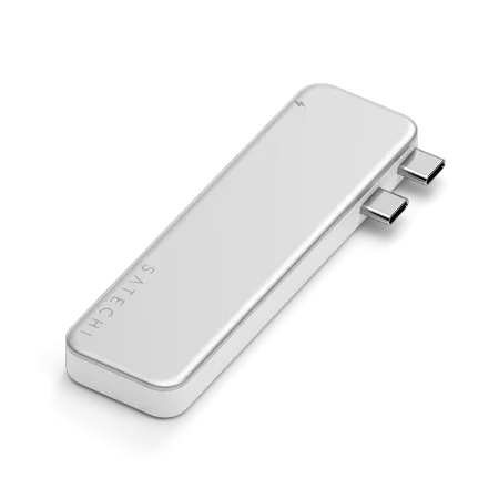Srebrny adapter USB-C do ładowania urządzeń biurowych, idealny do home office