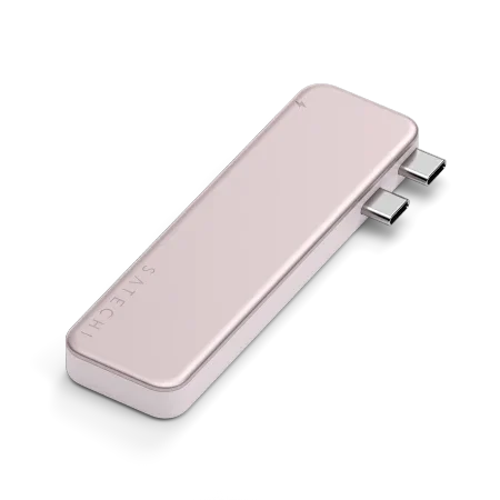 Różowa ładowarka USB-C z dwoma portami, idealna do home office i desk setupu