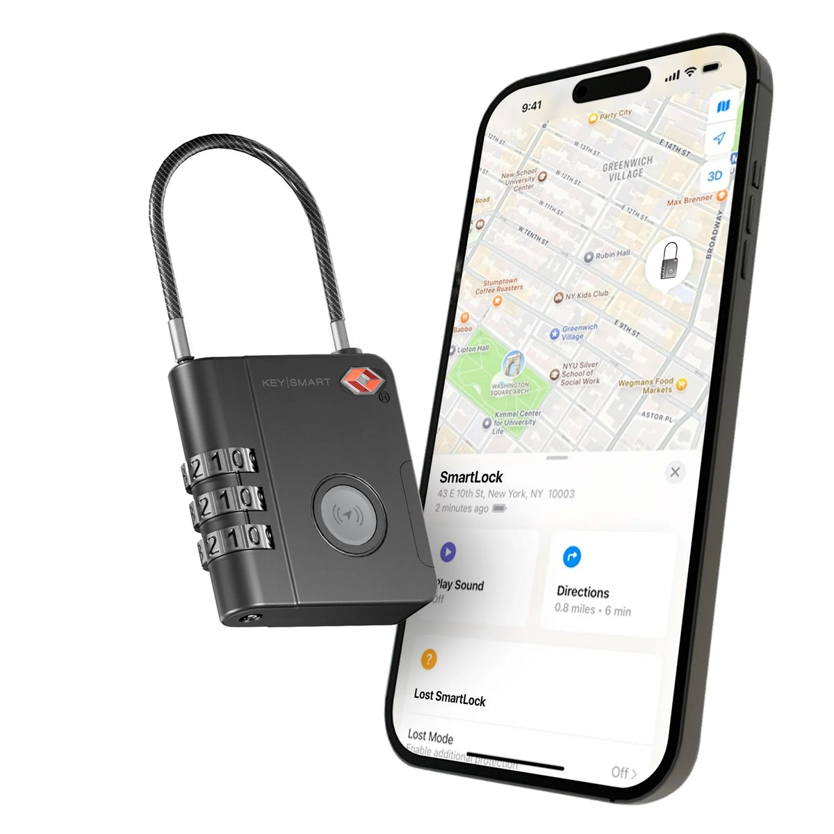 KeySmart - SmartLock Tracking Device - Kłódka do Walizki / Torby z Lokalizatorem