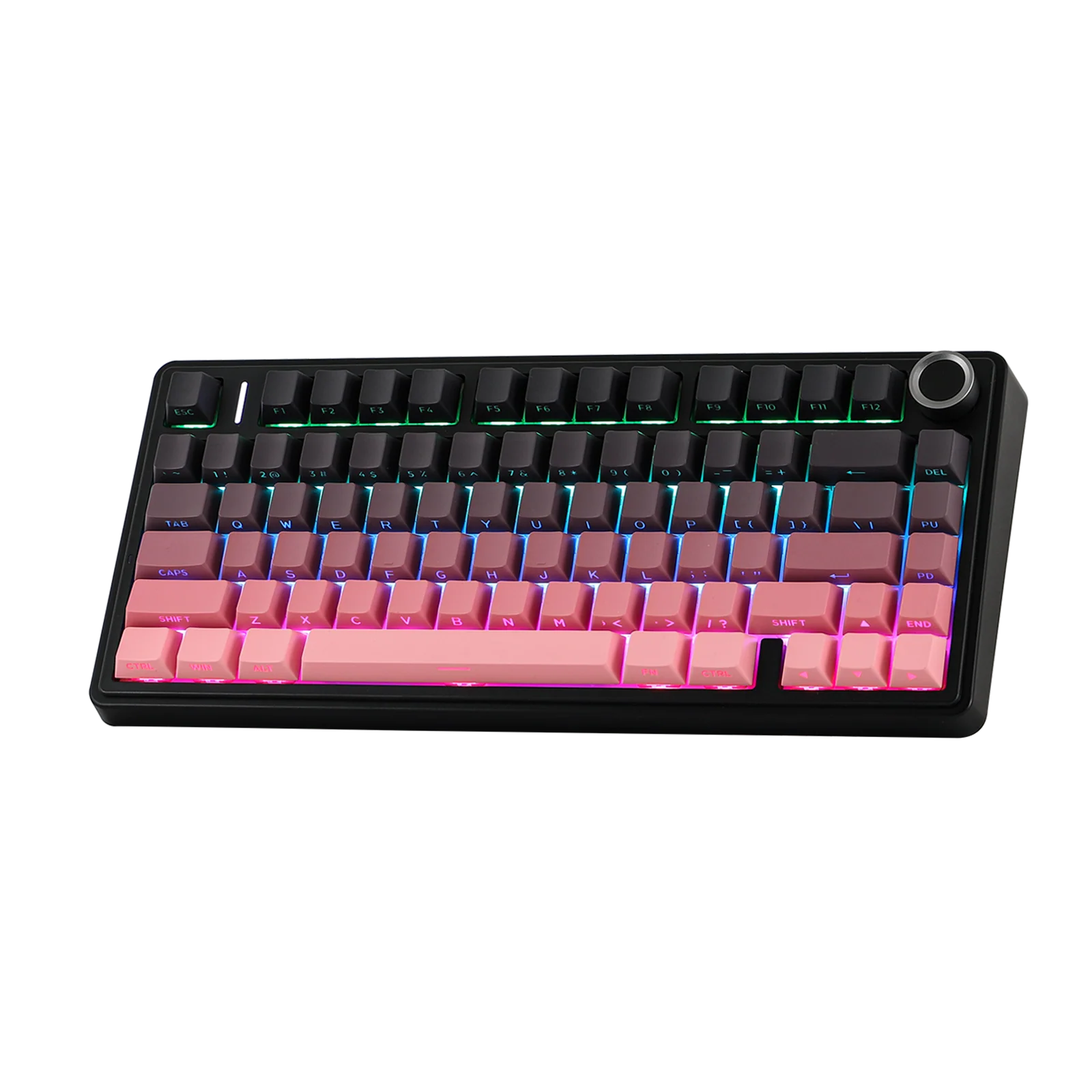 AULA - F75 Wireless Mechanical Keyboard - Bezprzewodowa Klawiatura Mechaniczna - Gradient Pink (Black) Side-Engraved