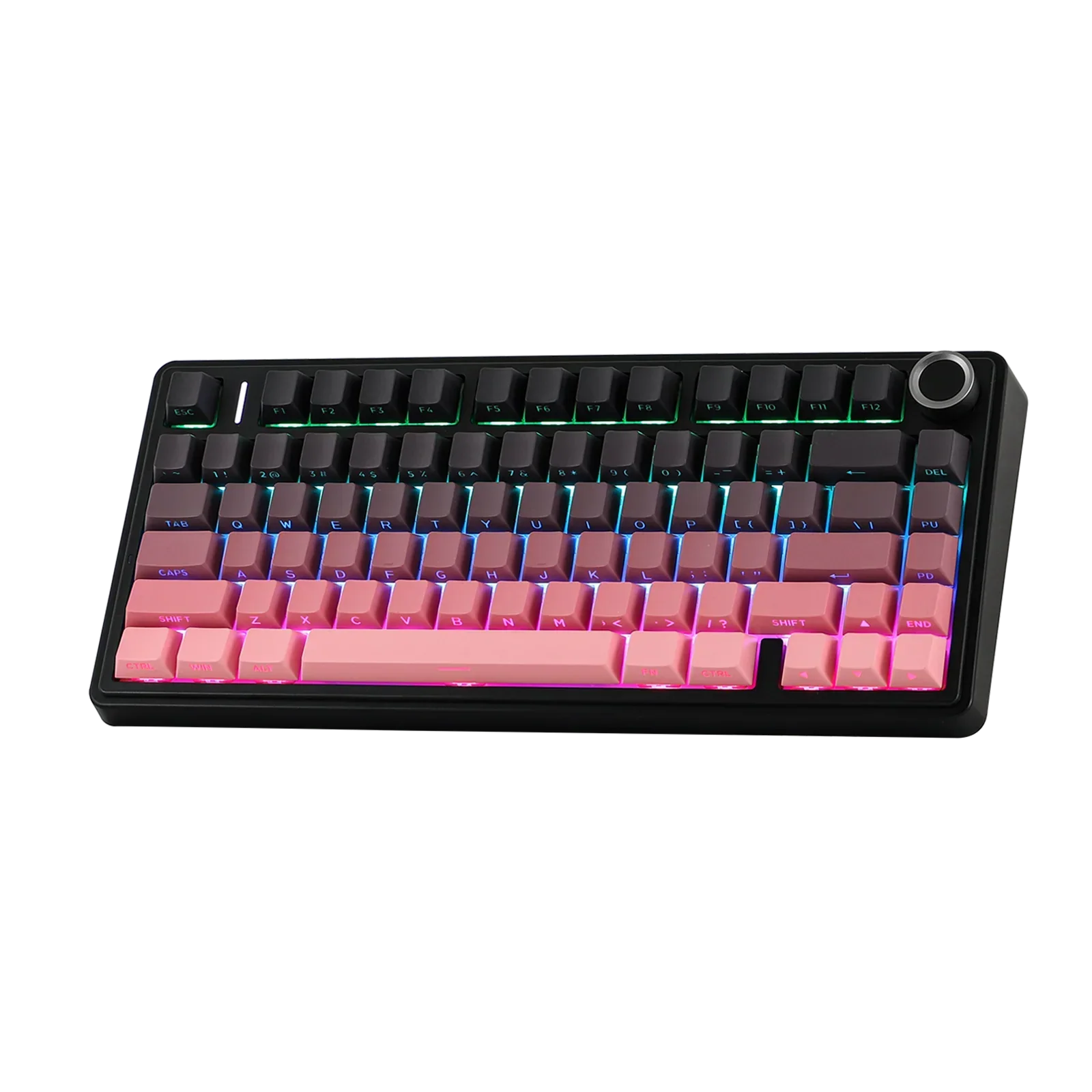 AULA - F75 Wireless Mechanical Keyboard - Bezprzewodowa Klawiatura Mechaniczna - Gradient Pink (Black) Side-Engraved