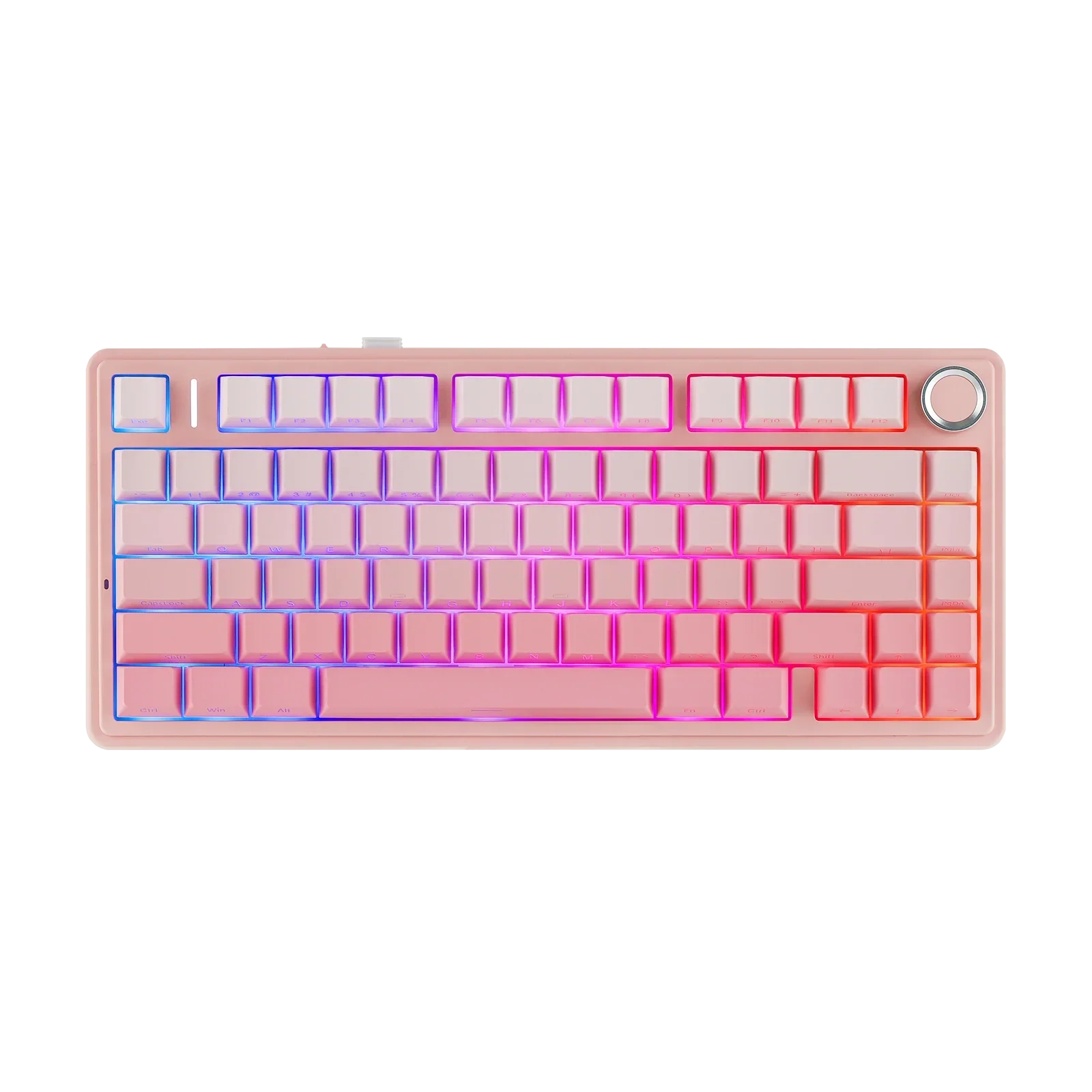 Różowa klawiatura mechaniczna z RGB, idealna do home office i personalizacji desk setupu