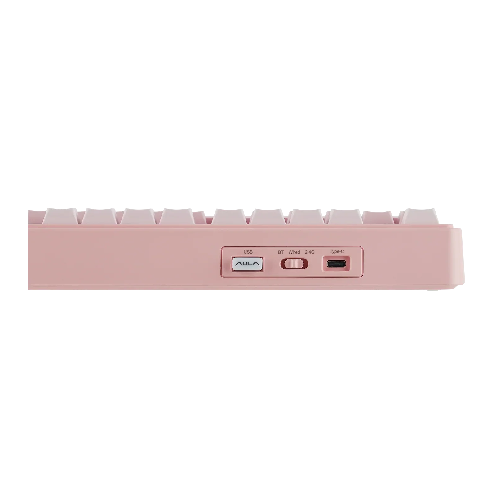 Różowa klawiatura mechaniczna z portami USB, BT, Wired i Type-C do home office