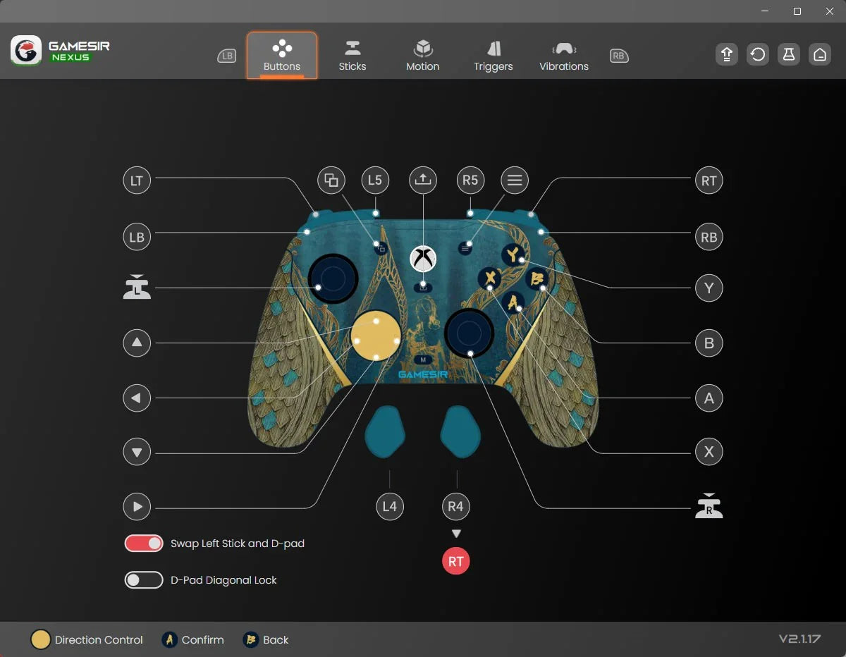 Grający kontroler Gamesir z personalizacją przycisków i ustawieniami dla Home Office