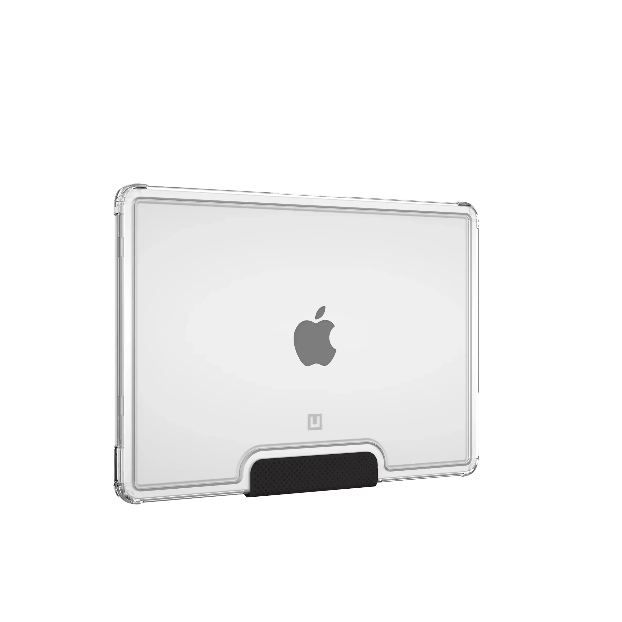 Przezroczyste etui na iPad z czarnym uchwytem, idealne do Home Office i desk setupu