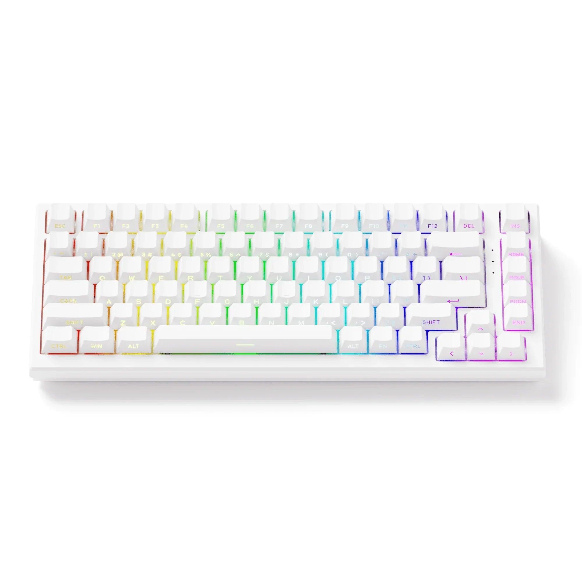 Biała klawiatura mechaniczna z RGB podświetleniem, idealna do home office i personalizacji desk setupu