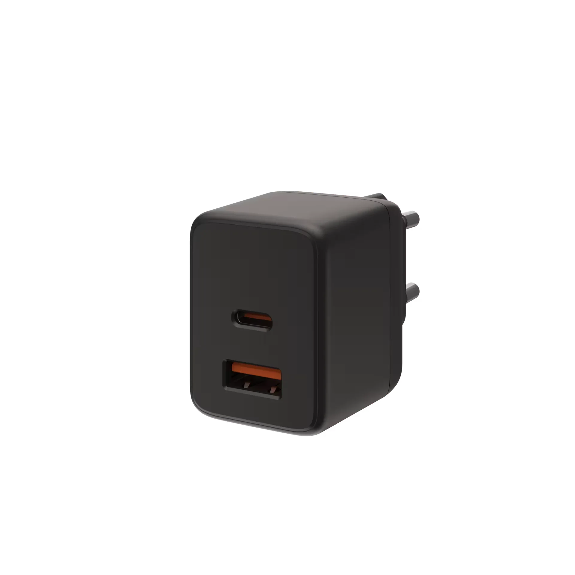 Czarna ładowarka USB z portem USB-C i USB-A, idealna do Home Office i desk setupu.