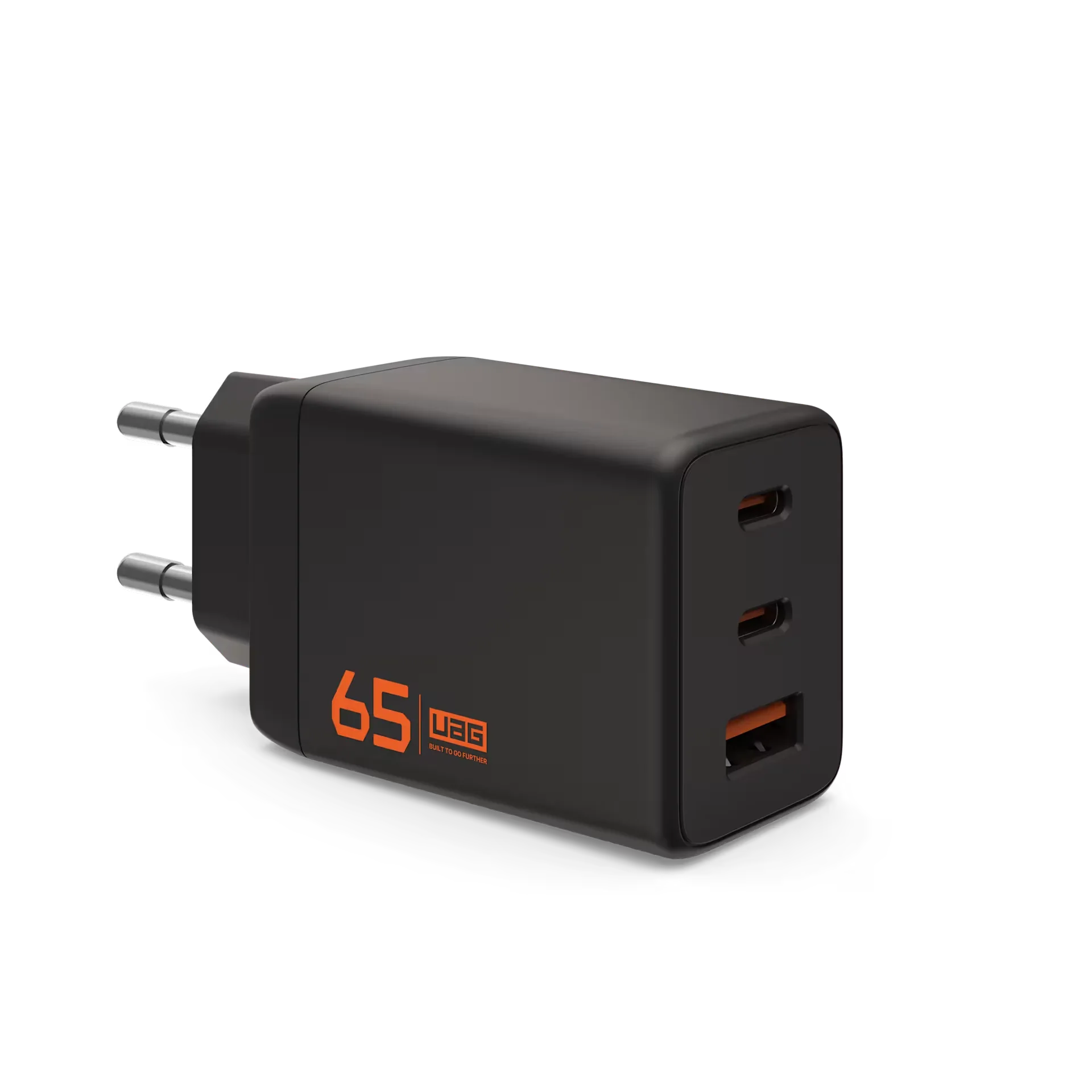 Czarna ładowarka UGREEN 65W z trzema portami USB-C i USB-A, idealna do home office