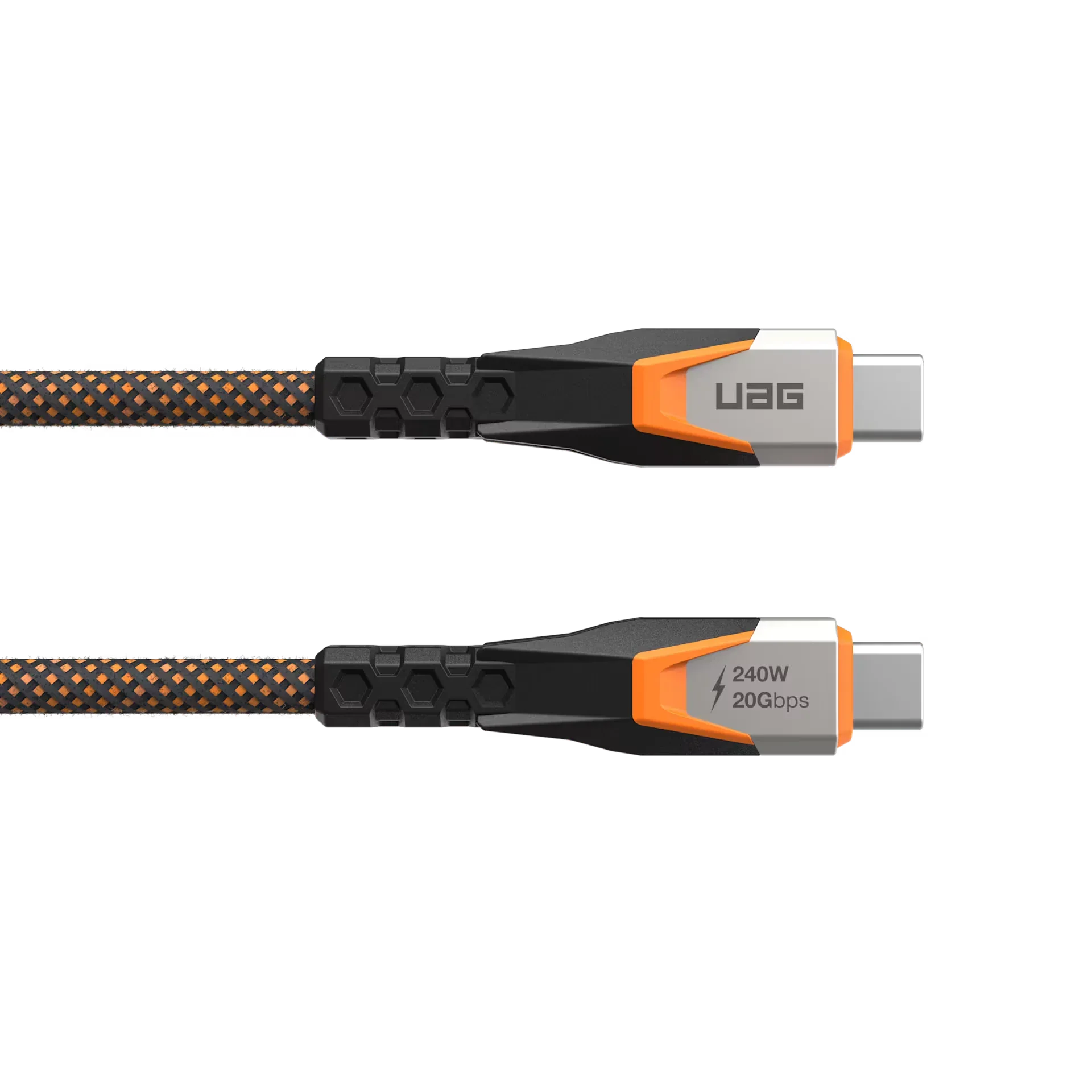 Kabel USB-C UAG 240W 20Gbps z tkaną obudową, idealny do ładowania i transferu danych w home office