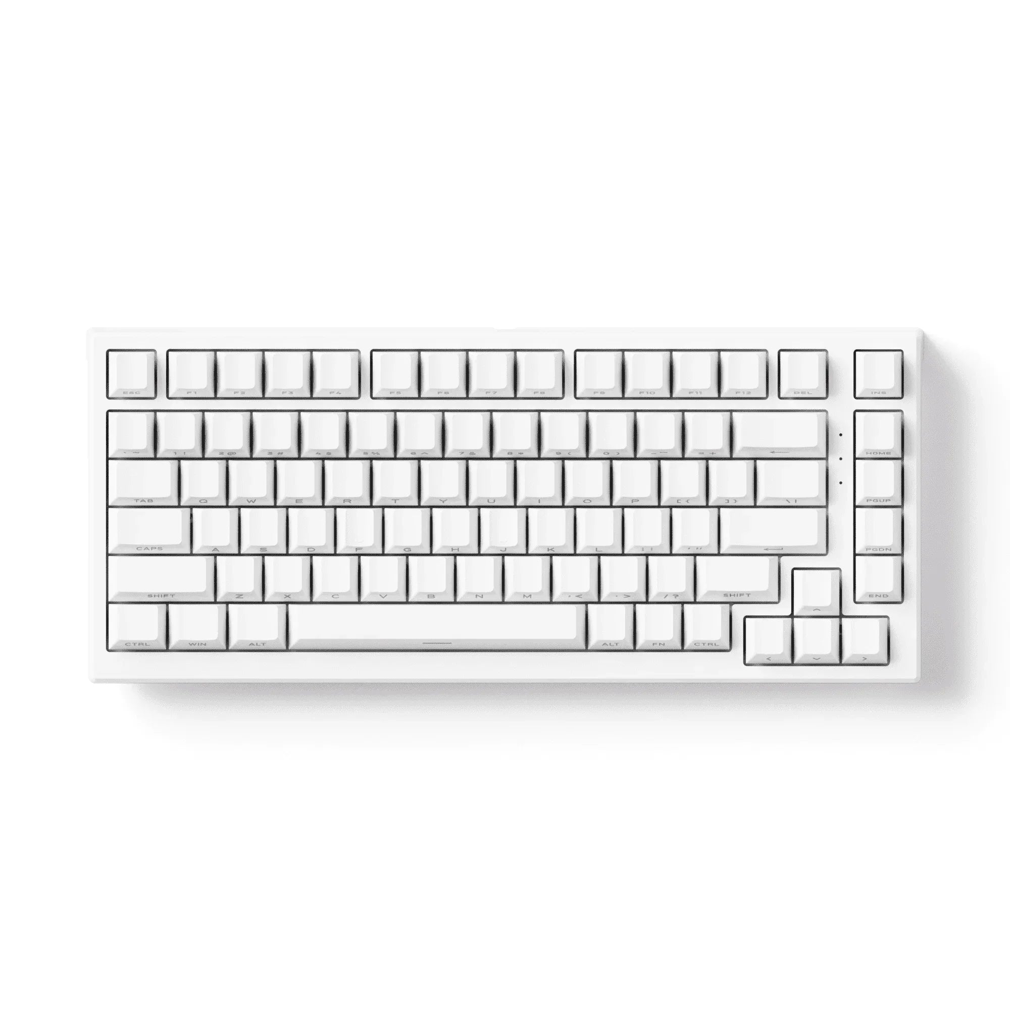 Biała klawiatura mechaniczna z pełnym układem klawiszy, idealna do home office i personalizacji