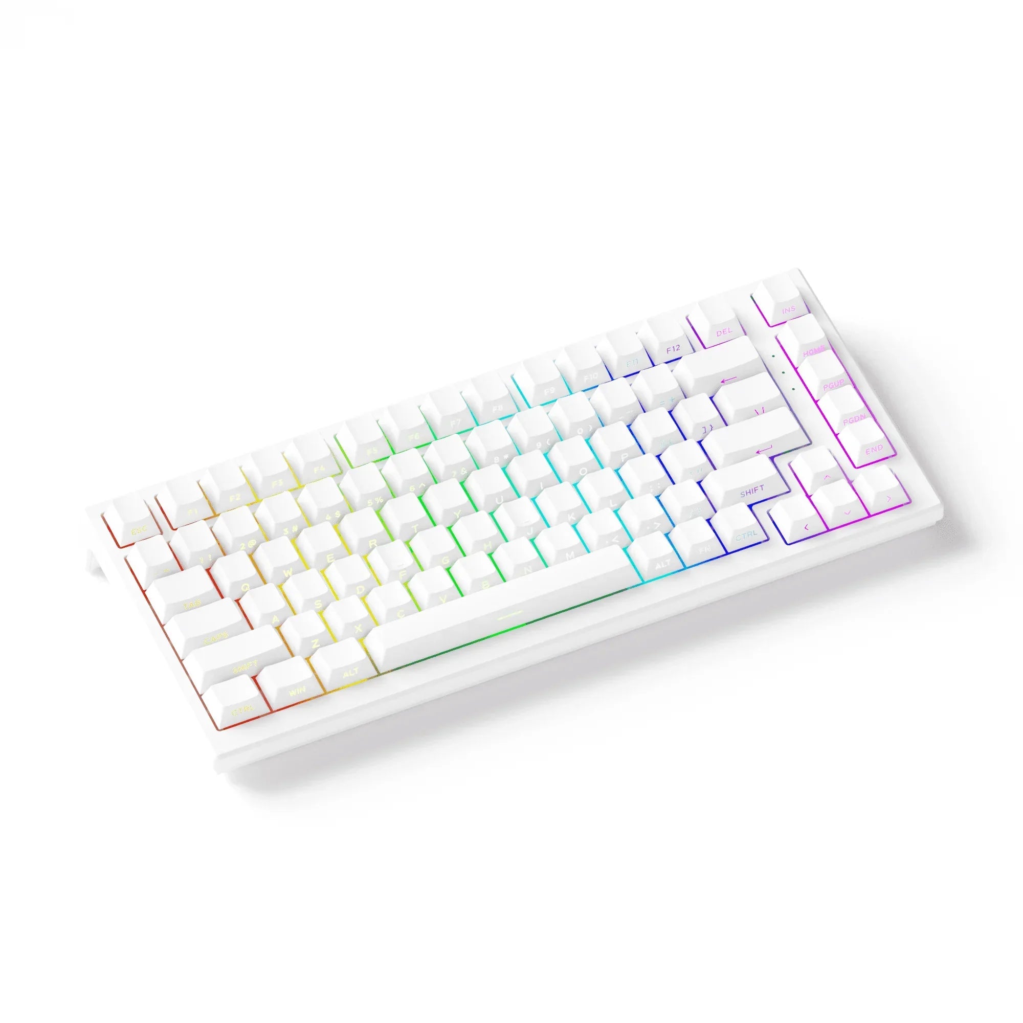 Biała klawiatura mechaniczna z RGB podświetleniem, idealna do home office i personalizacji desk setupu