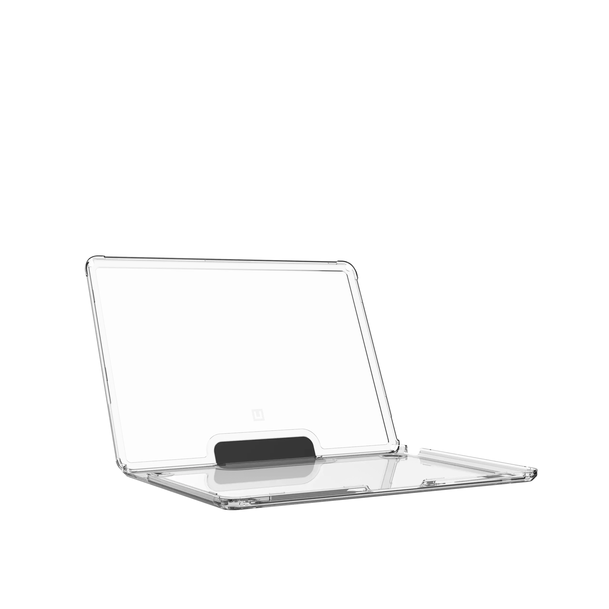 Przezroczysty stojak na laptopa do Home Office, idealny do komfortowej pracy i organizacji biurka.